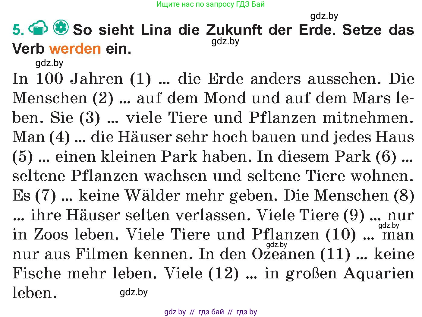 Немецкий язык (Deutsch), 6 класс Учебник (Schülerbuch), авторы: Зуевская Елена Викторовна, Салынская Светлана Ивановна, Негурэ Ольга Вячеславовна, издательство Вышэйшая школа, Минск, 2022, жёлтого цвета, Teil 2, страница 128, номер 5, Условие