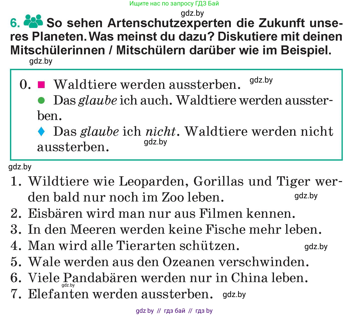 Немецкий язык (Deutsch), 6 класс Учебник (Schülerbuch), авторы: Зуевская Елена Викторовна, Салынская Светлана Ивановна, Негурэ Ольга Вячеславовна, издательство Вышэйшая школа, Минск, 2022, жёлтого цвета, Teil 2, страница 128, номер 6, Условие