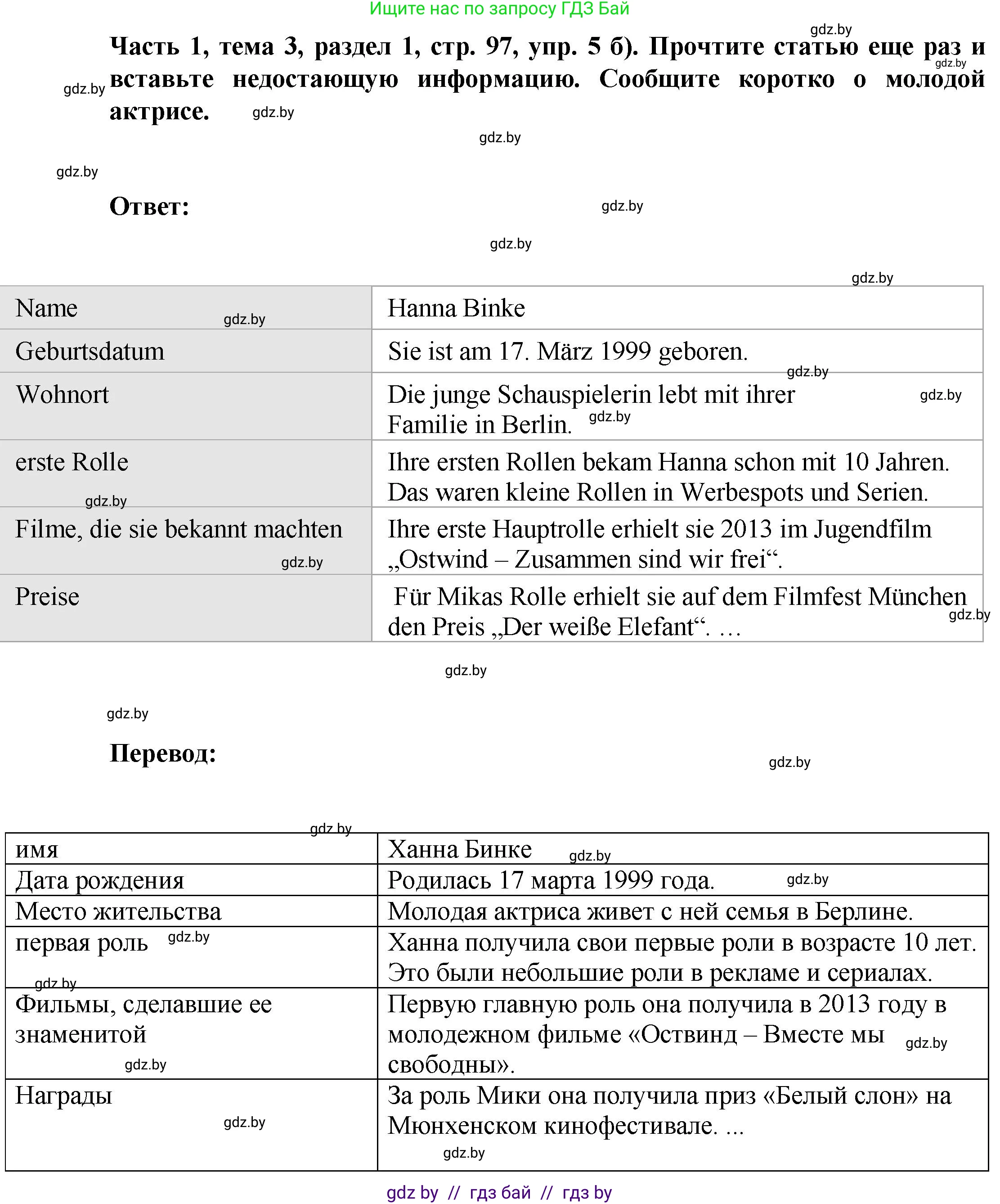Немецкий язык (Deutsch), 6 класс Учебник (Schülerbuch), авторы: Зуевская Елена Викторовна, Салынская Светлана Ивановна, Негурэ Ольга Вячеславовна, издательство Вышэйшая школа, Минск, 2022, жёлтого цвета, Teil 1, страница 96, номер 5, Решение (продолжение 2)