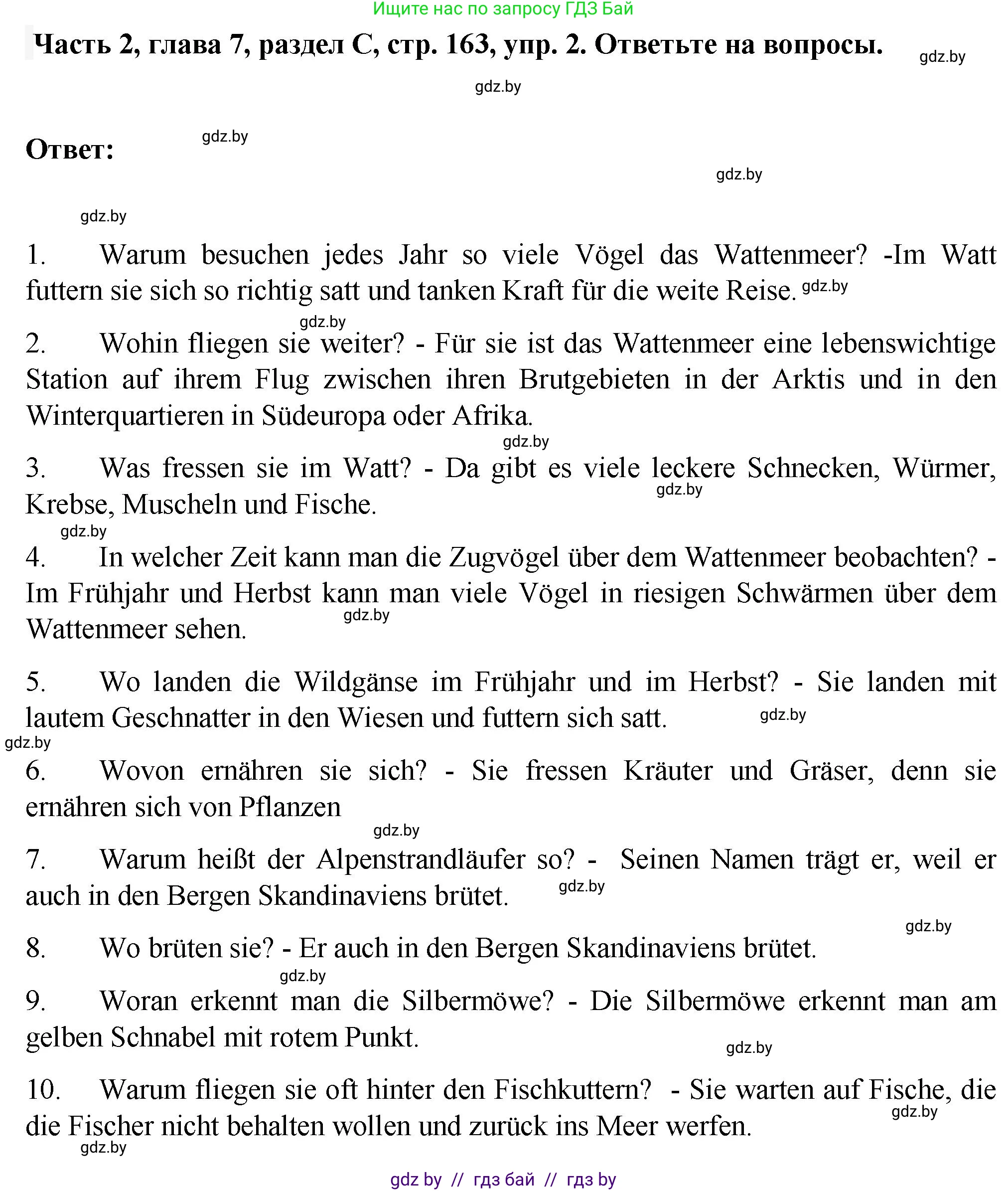 Немецкий язык (Deutsch), 6 класс Учебник (Schülerbuch), авторы: Зуевская Елена Викторовна, Салынская Светлана Ивановна, Негурэ Ольга Вячеславовна, издательство Вышэйшая школа, Минск, 2022, жёлтого цвета, Teil 2, страница 163, номер 2, Решение