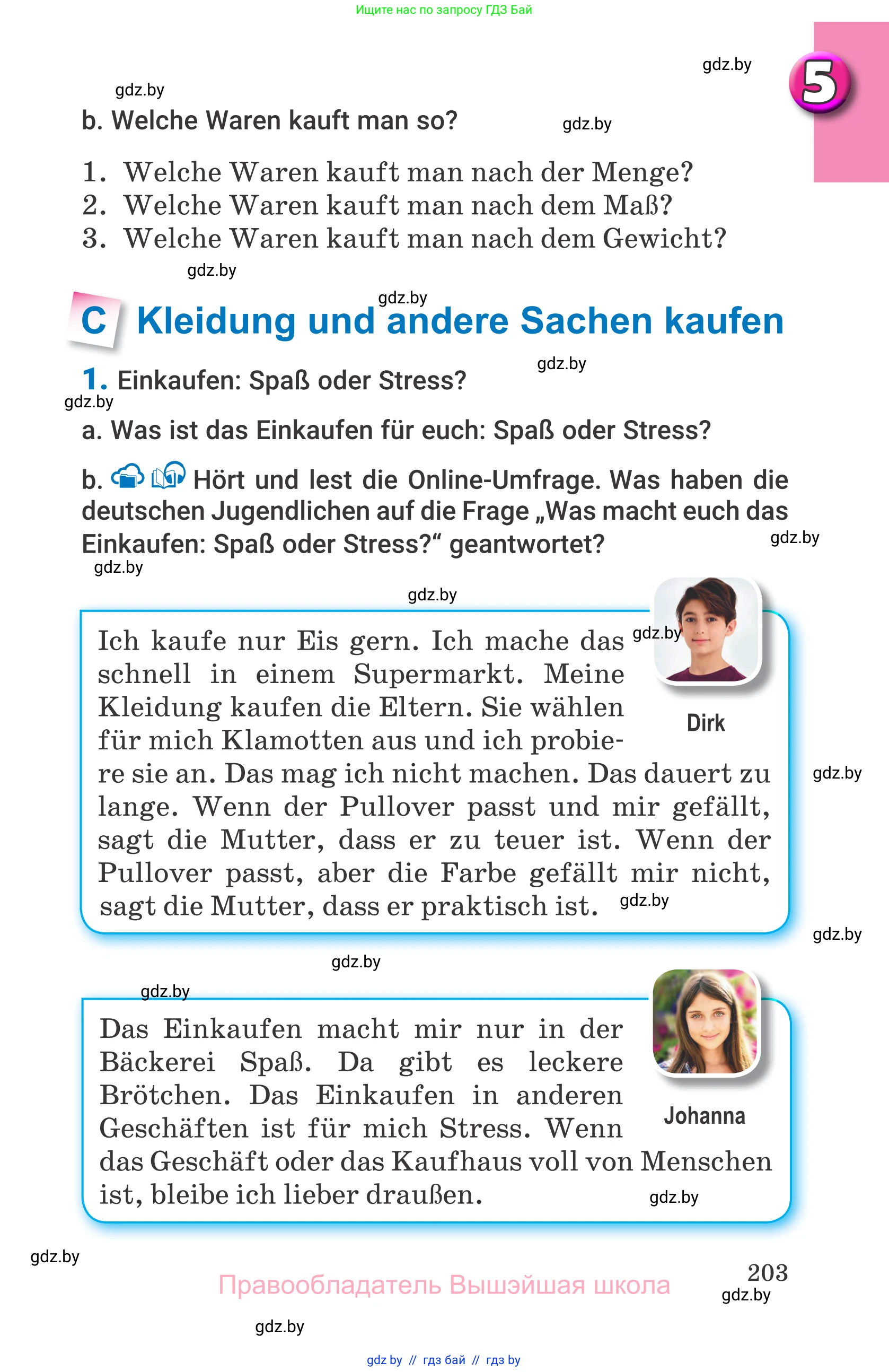 Немецкий язык (Deutsch), 7 класс Учебник (Schülerbuch), авторы: Будько Антонина Филипповна (Budjko Antonina), Урбанович Инна Ювинальевна (Urbanowitsch Ina), издательство Вышэйшая школа, Минск, 2021, страница 203