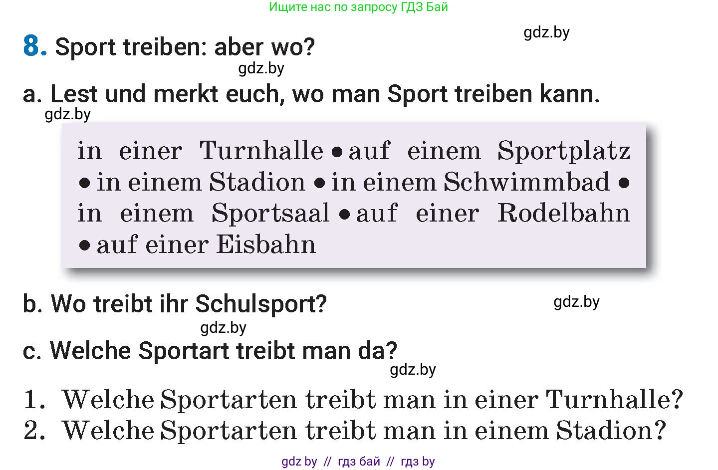 Немецкий язык (Deutsch), 7 класс Учебник (Schülerbuch), авторы: Будько Антонина Филипповна (Budjko Antonina), Урбанович Инна Ювинальевна (Urbanowitsch Ina), издательство Вышэйшая школа, Минск, 2021, страница 114, номер 8, Условие