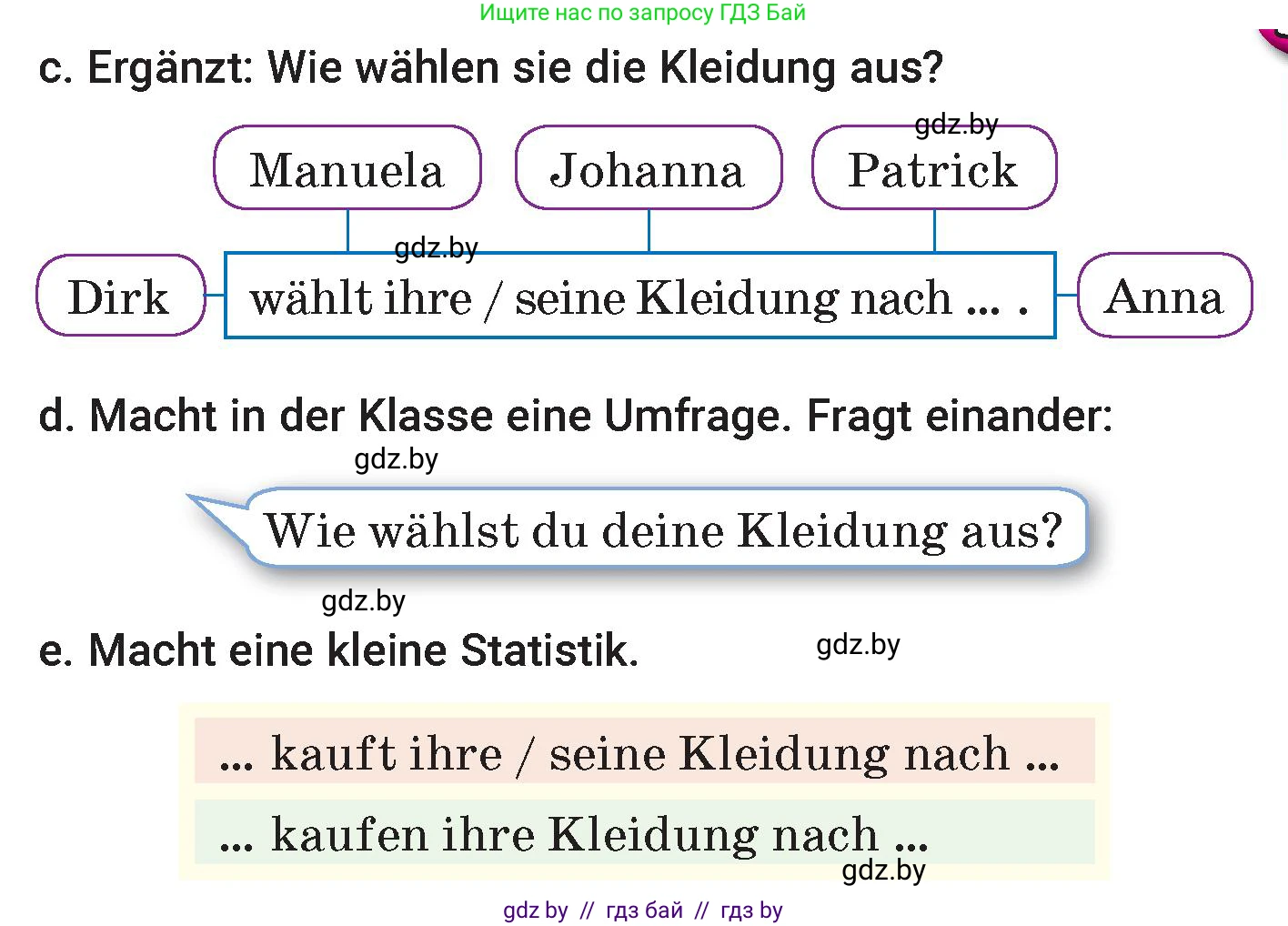 Немецкий язык (Deutsch), 7 класс Учебник (Schülerbuch), авторы: Будько Антонина Филипповна (Budjko Antonina), Урбанович Инна Ювинальевна (Urbanowitsch Ina), издательство Вышэйшая школа, Минск, 2021, страница 191, номер 1, Условие (продолжение 3)