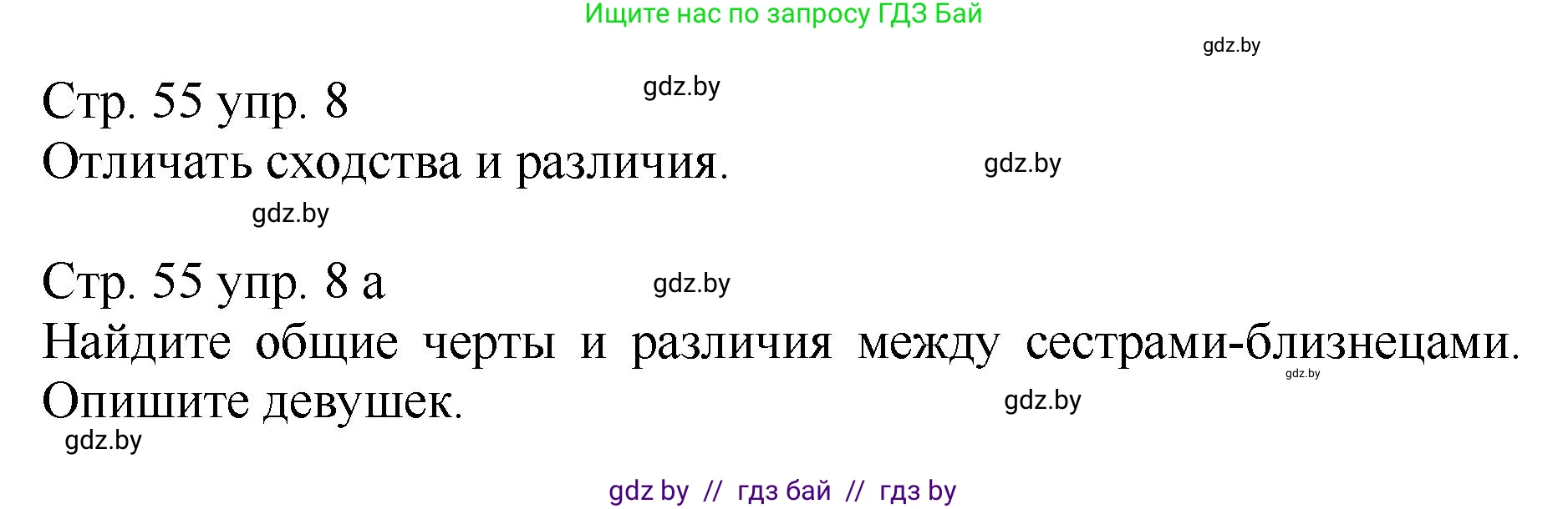 Немецкий язык (Deutsch), 7 класс Учебник (Schülerbuch), авторы: Будько Антонина Филипповна (Budjko Antonina), Урбанович Инна Ювинальевна (Urbanowitsch Ina), издательство Вышэйшая школа, Минск, 2021, страница 55, номер 8, Решение