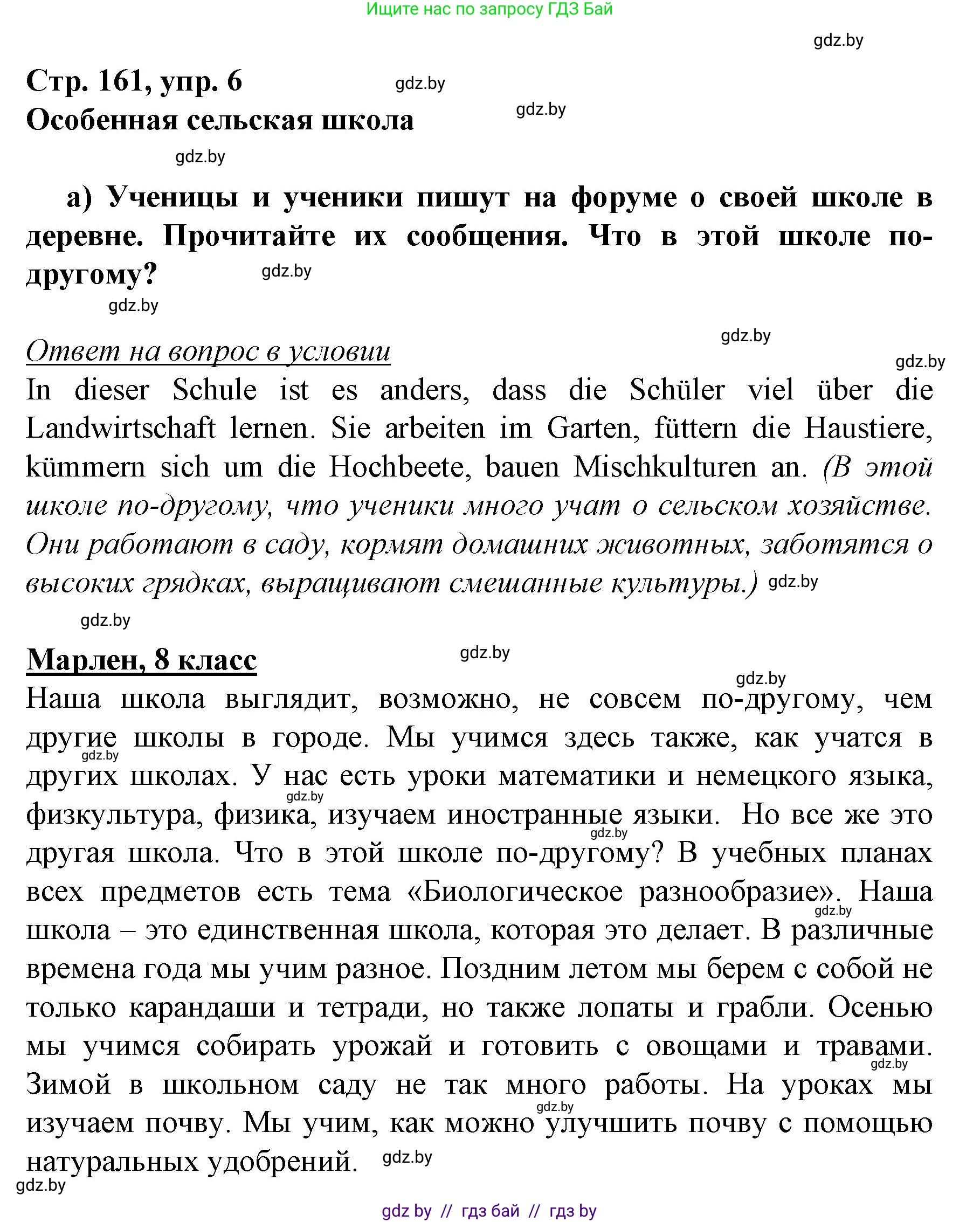 Немецкий язык (Deutsch), 7 класс Учебник (Schülerbuch), авторы: Будько Антонина Филипповна (Budjko Antonina), Урбанович Инна Ювинальевна (Urbanowitsch Ina), издательство Вышэйшая школа, Минск, 2021, страница 161, номер 6, Решение