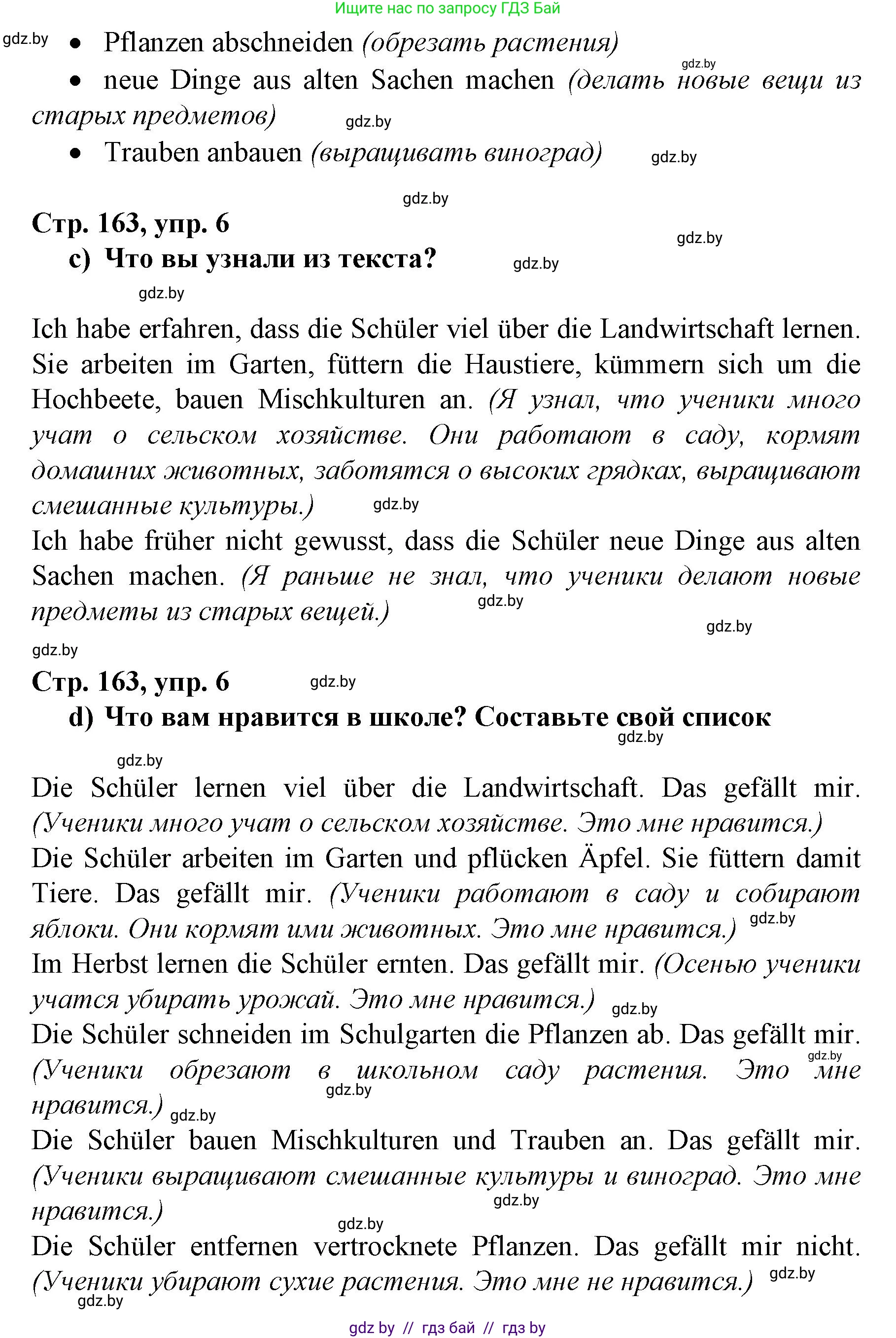 Немецкий язык (Deutsch), 7 класс Учебник (Schülerbuch), авторы: Будько Антонина Филипповна (Budjko Antonina), Урбанович Инна Ювинальевна (Urbanowitsch Ina), издательство Вышэйшая школа, Минск, 2021, страница 161, номер 6, Решение (продолжение 3)