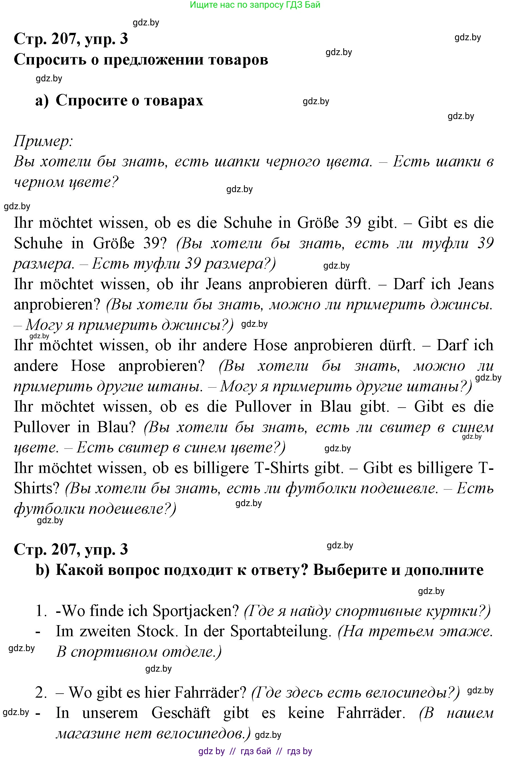 Немецкий язык (Deutsch), 7 класс Учебник (Schülerbuch), авторы: Будько Антонина Филипповна (Budjko Antonina), Урбанович Инна Ювинальевна (Urbanowitsch Ina), издательство Вышэйшая школа, Минск, 2021, страница 207, номер 3, Решение