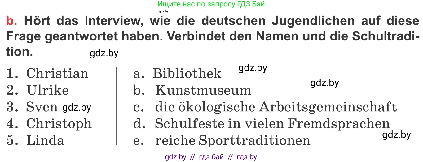 Немецкий язык (Deutsch), 8 класс Учебник (Schülerbuch), авторы: Будько Антонина Филипповна (Budjko Antonina), Урбанович Инна Ювинальевна (Urbanowitsch Ina), издательство Вышэйшая школа, Минск, 2018, страница 14, номер 1b, Условие