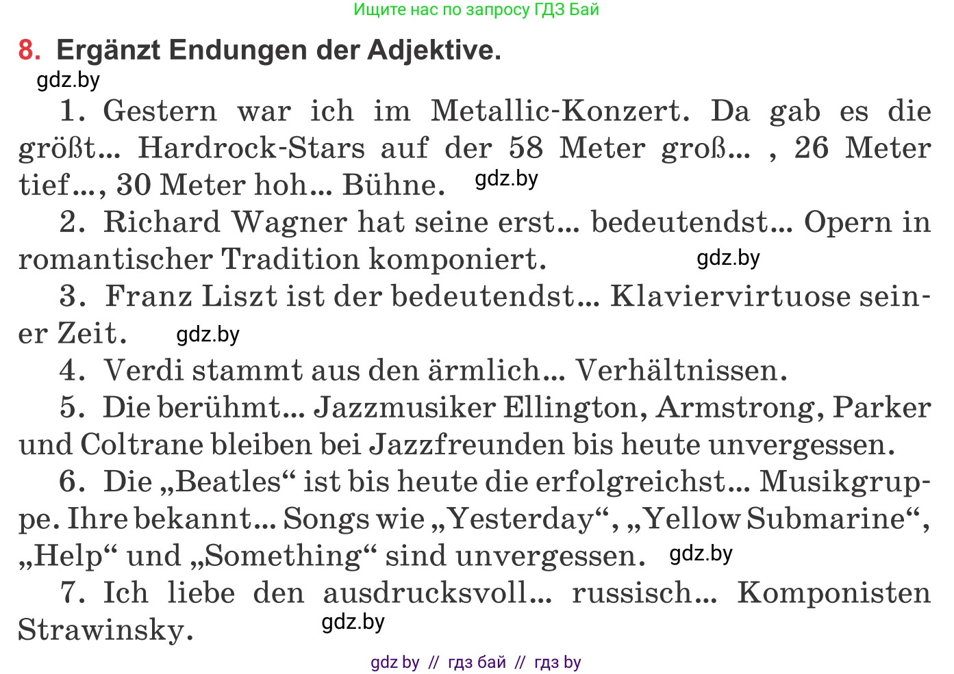 Немецкий язык (Deutsch), 8 класс Учебник (Schülerbuch), авторы: Будько Антонина Филипповна (Budjko Antonina), Урбанович Инна Ювинальевна (Urbanowitsch Ina), издательство Вышэйшая школа, Минск, 2018, страница 102, номер 8, Условие