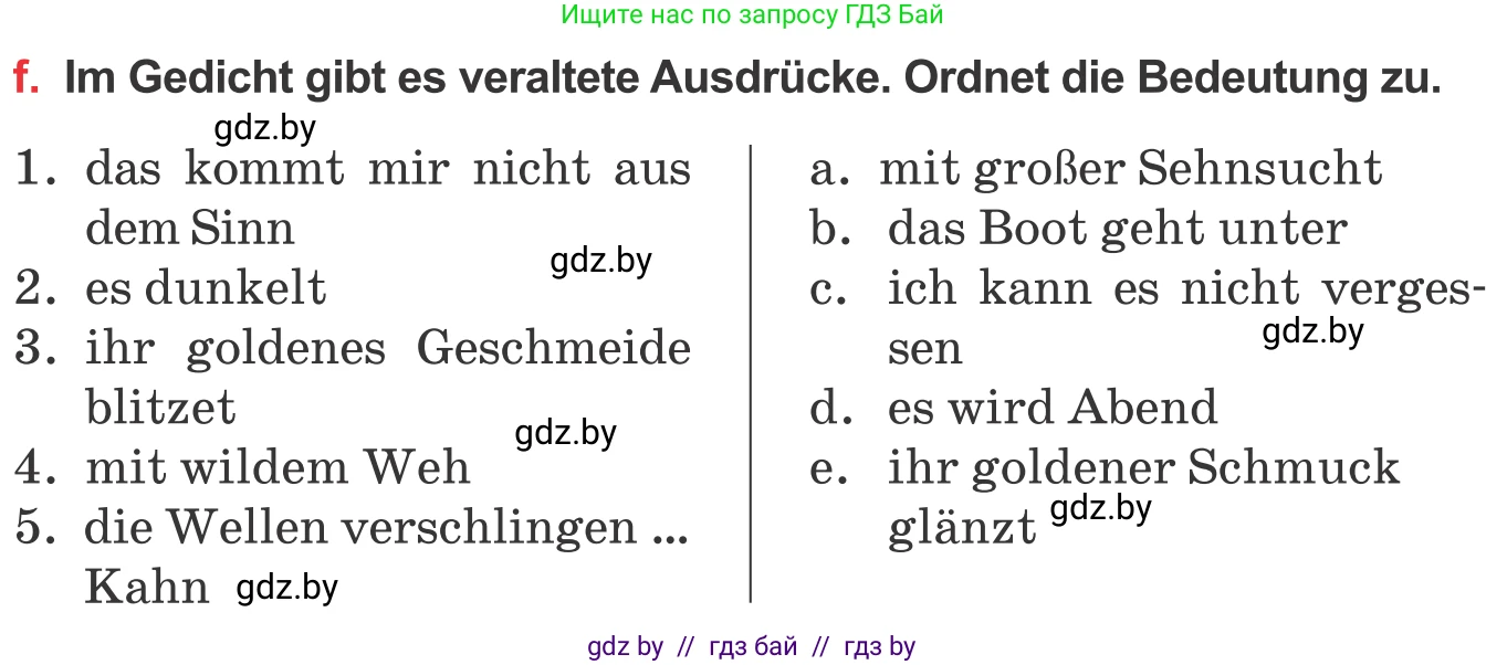Немецкий язык (Deutsch), 8 класс Учебник (Schülerbuch), авторы: Будько Антонина Филипповна (Budjko Antonina), Урбанович Инна Ювинальевна (Urbanowitsch Ina), издательство Вышэйшая школа, Минск, 2018, страница 191, номер 5f, Условие