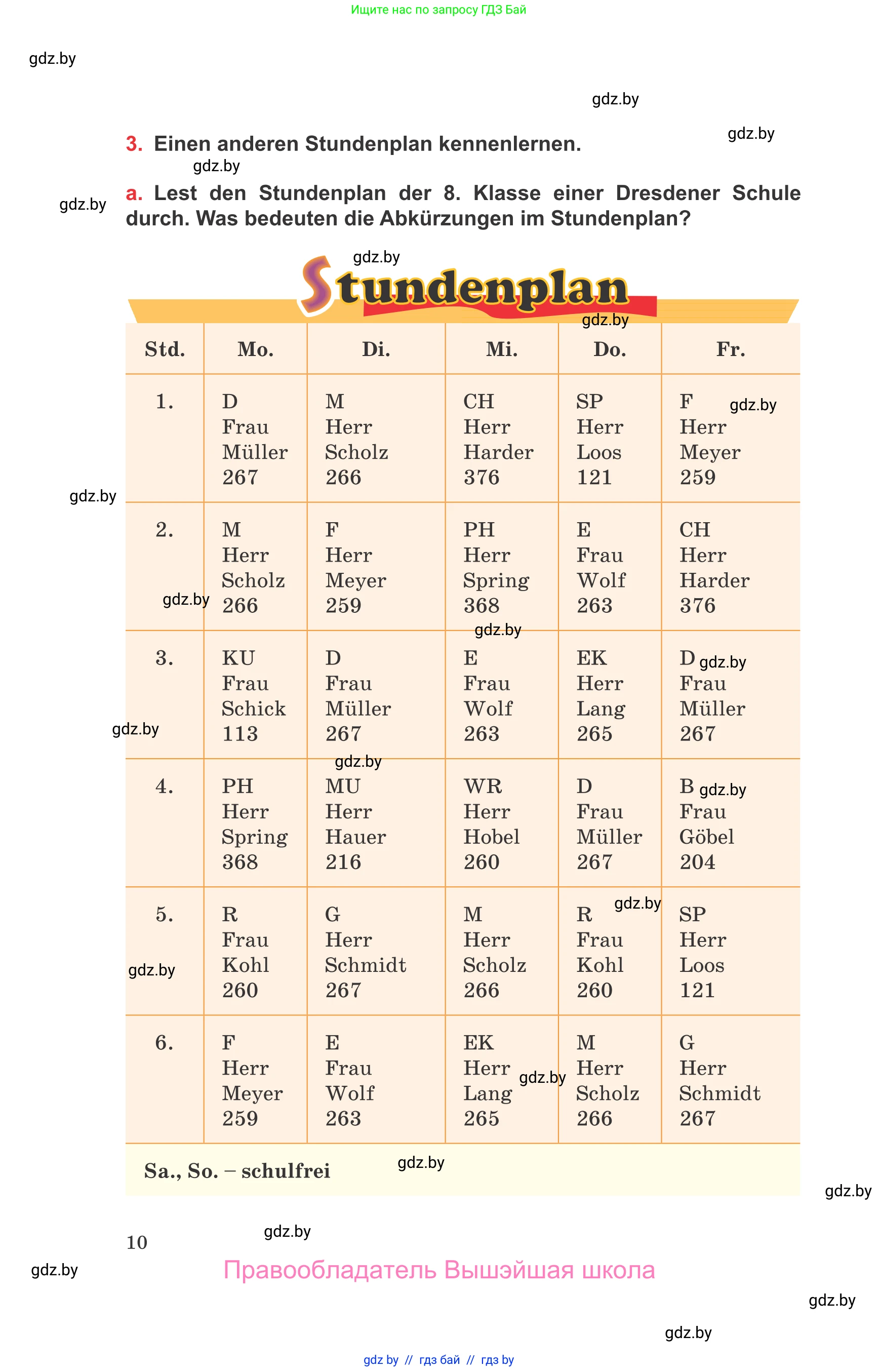 Немецкий язык (Deutsch), 8 класс Учебник (Schülerbuch), авторы: Будько Антонина Филипповна (Budjko Antonina), Урбанович Инна Ювинальевна (Urbanowitsch Ina), издательство Вышэйшая школа, Минск, 2018, страница 10