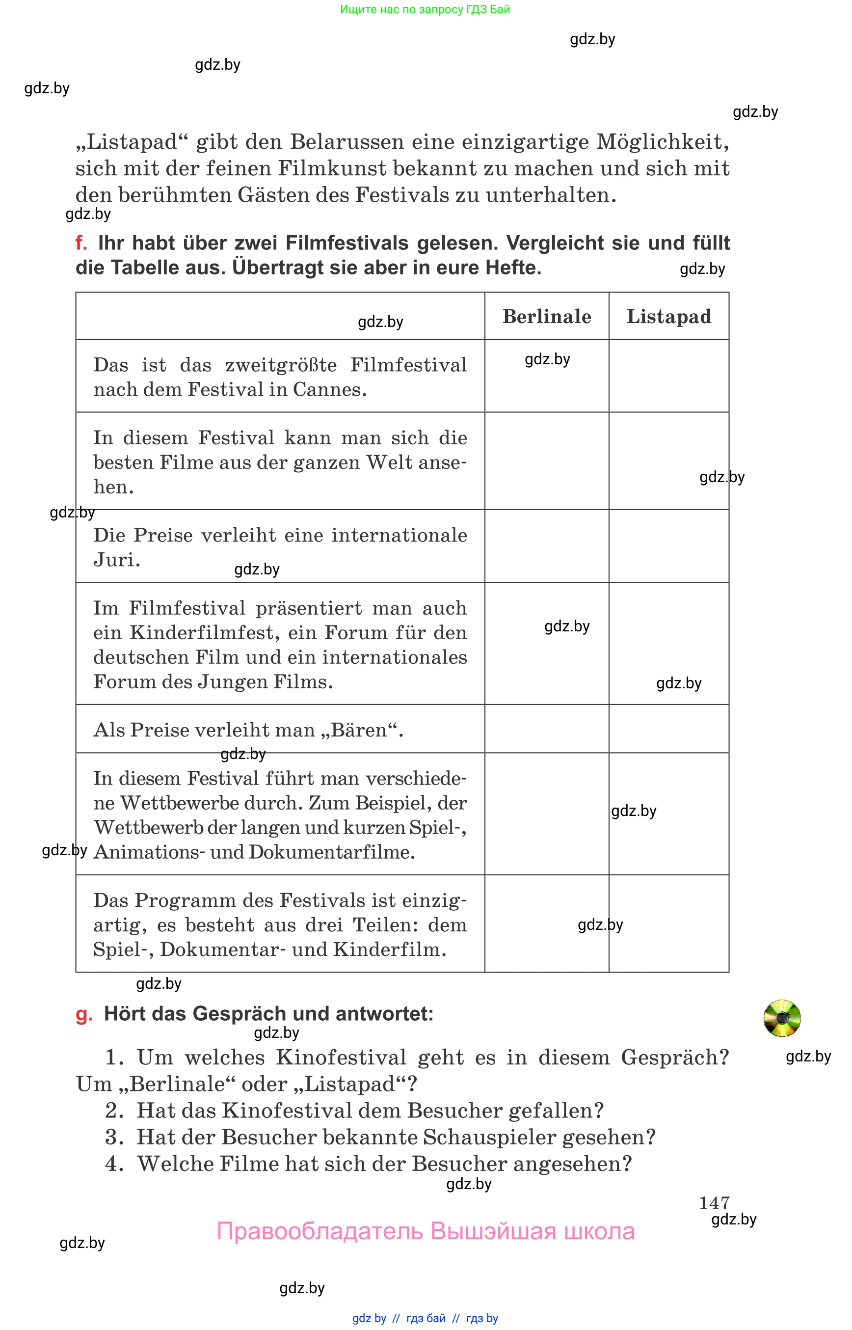 Немецкий язык (Deutsch), 8 класс Учебник (Schülerbuch), авторы: Будько Антонина Филипповна (Budjko Antonina), Урбанович Инна Ювинальевна (Urbanowitsch Ina), издательство Вышэйшая школа, Минск, 2018, страница 147