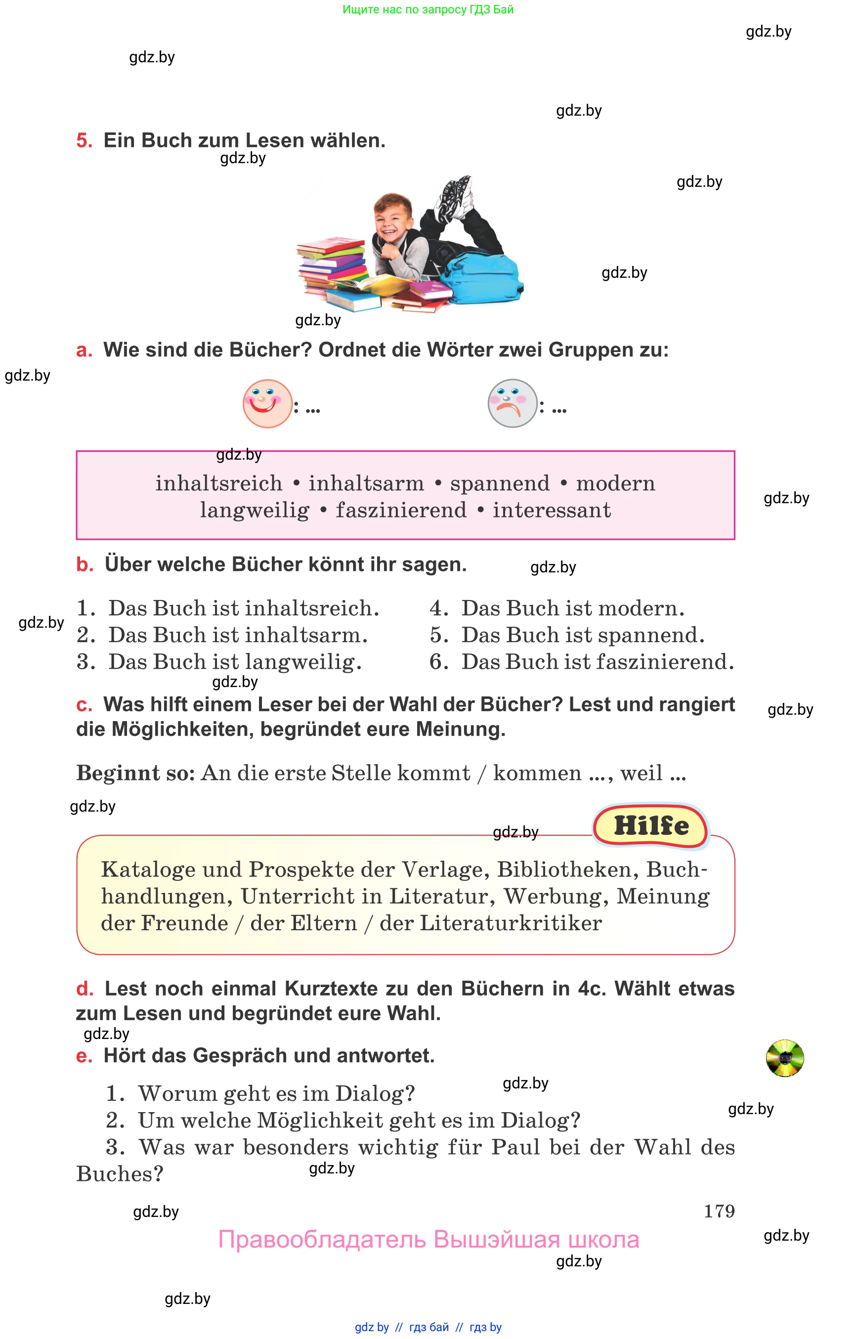 Немецкий язык (Deutsch), 8 класс Учебник (Schülerbuch), авторы: Будько Антонина Филипповна (Budjko Antonina), Урбанович Инна Ювинальевна (Urbanowitsch Ina), издательство Вышэйшая школа, Минск, 2018, страница 179