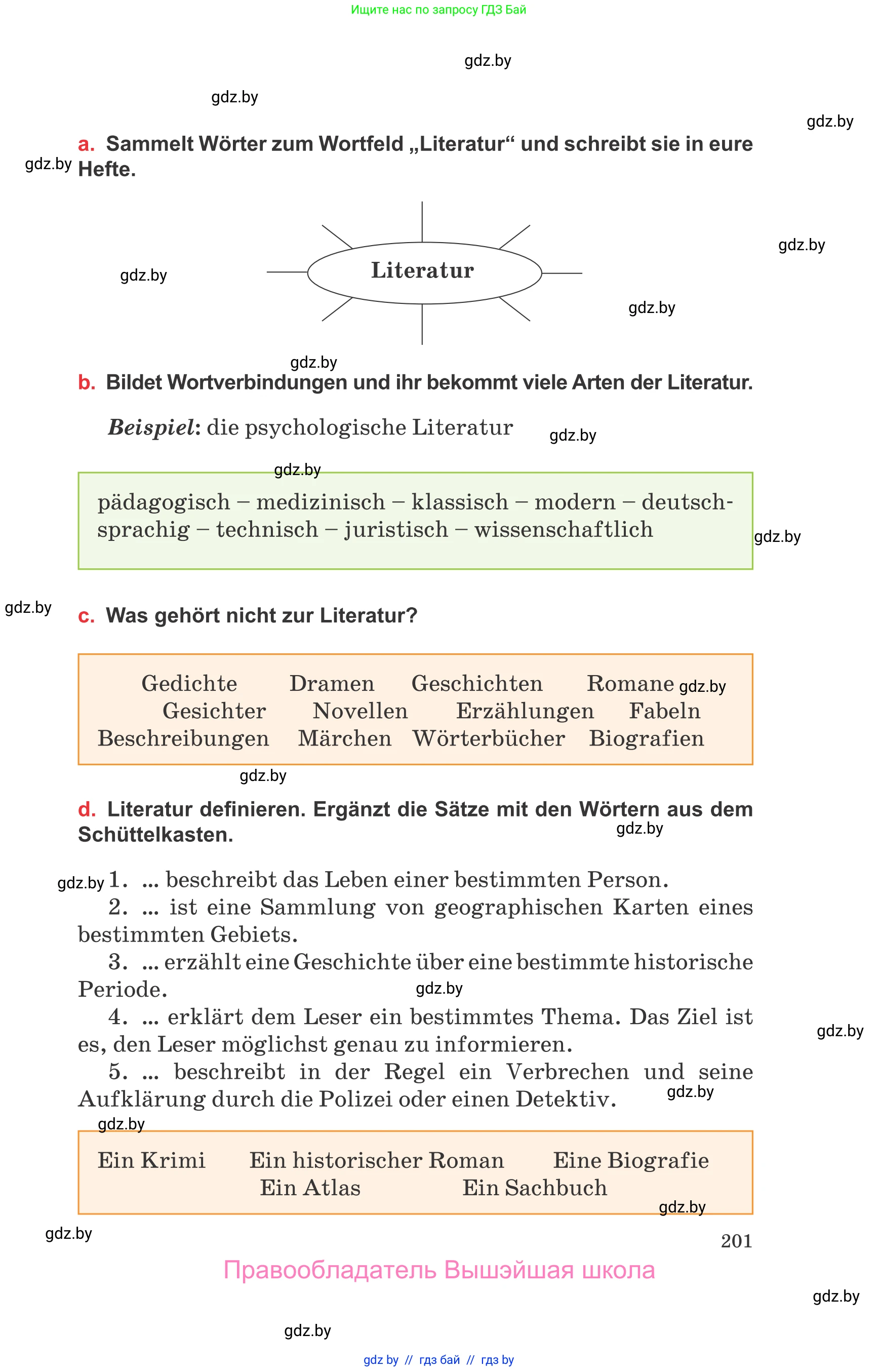 Немецкий язык (Deutsch), 8 класс Учебник (Schülerbuch), авторы: Будько Антонина Филипповна (Budjko Antonina), Урбанович Инна Ювинальевна (Urbanowitsch Ina), издательство Вышэйшая школа, Минск, 2018, страница 201