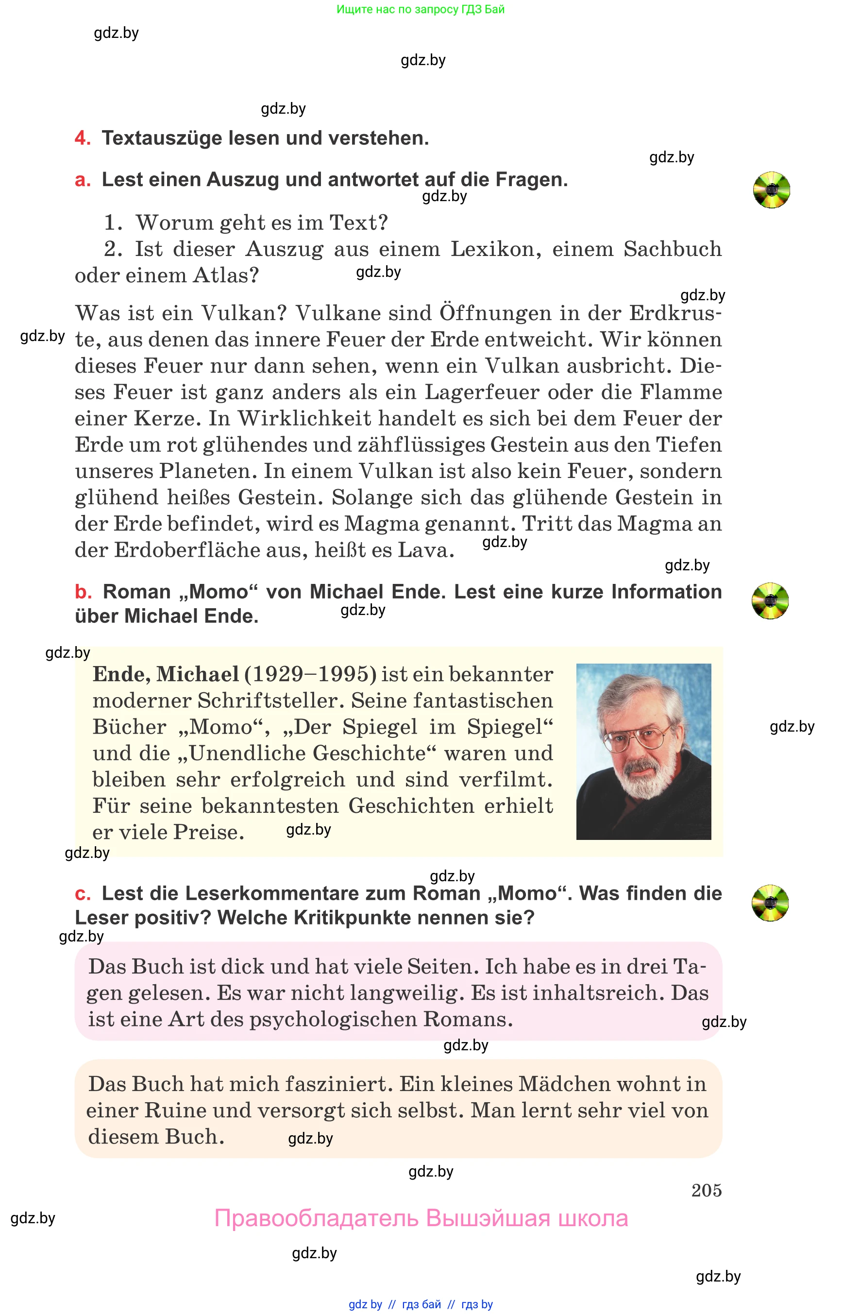 Немецкий язык (Deutsch), 8 класс Учебник (Schülerbuch), авторы: Будько Антонина Филипповна (Budjko Antonina), Урбанович Инна Ювинальевна (Urbanowitsch Ina), издательство Вышэйшая школа, Минск, 2018, страница 205