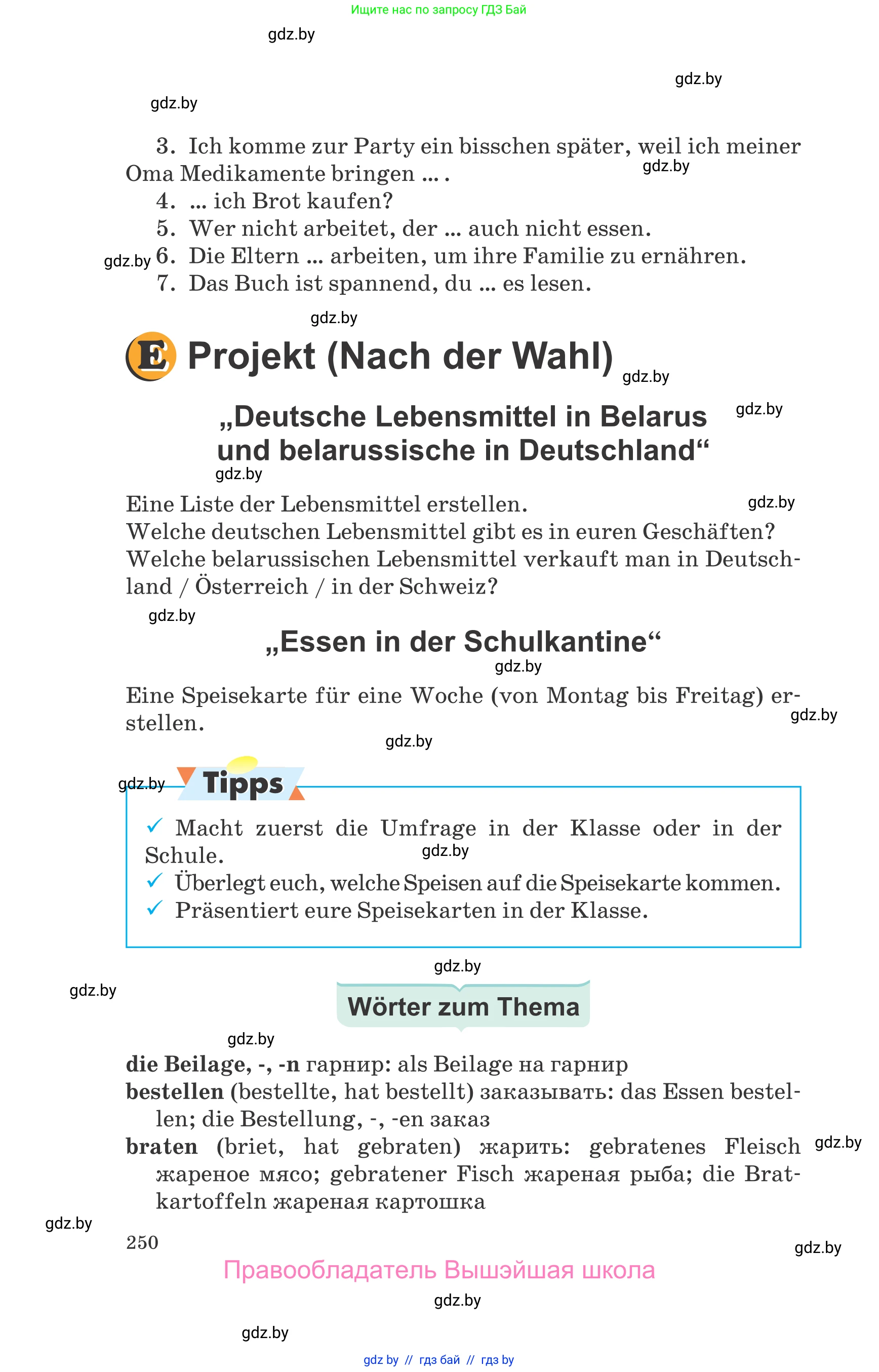 Немецкий язык (Deutsch), 8 класс Учебник (Schülerbuch), авторы: Будько Антонина Филипповна (Budjko Antonina), Урбанович Инна Ювинальевна (Urbanowitsch Ina), издательство Вышэйшая школа, Минск, 2018, страница 250