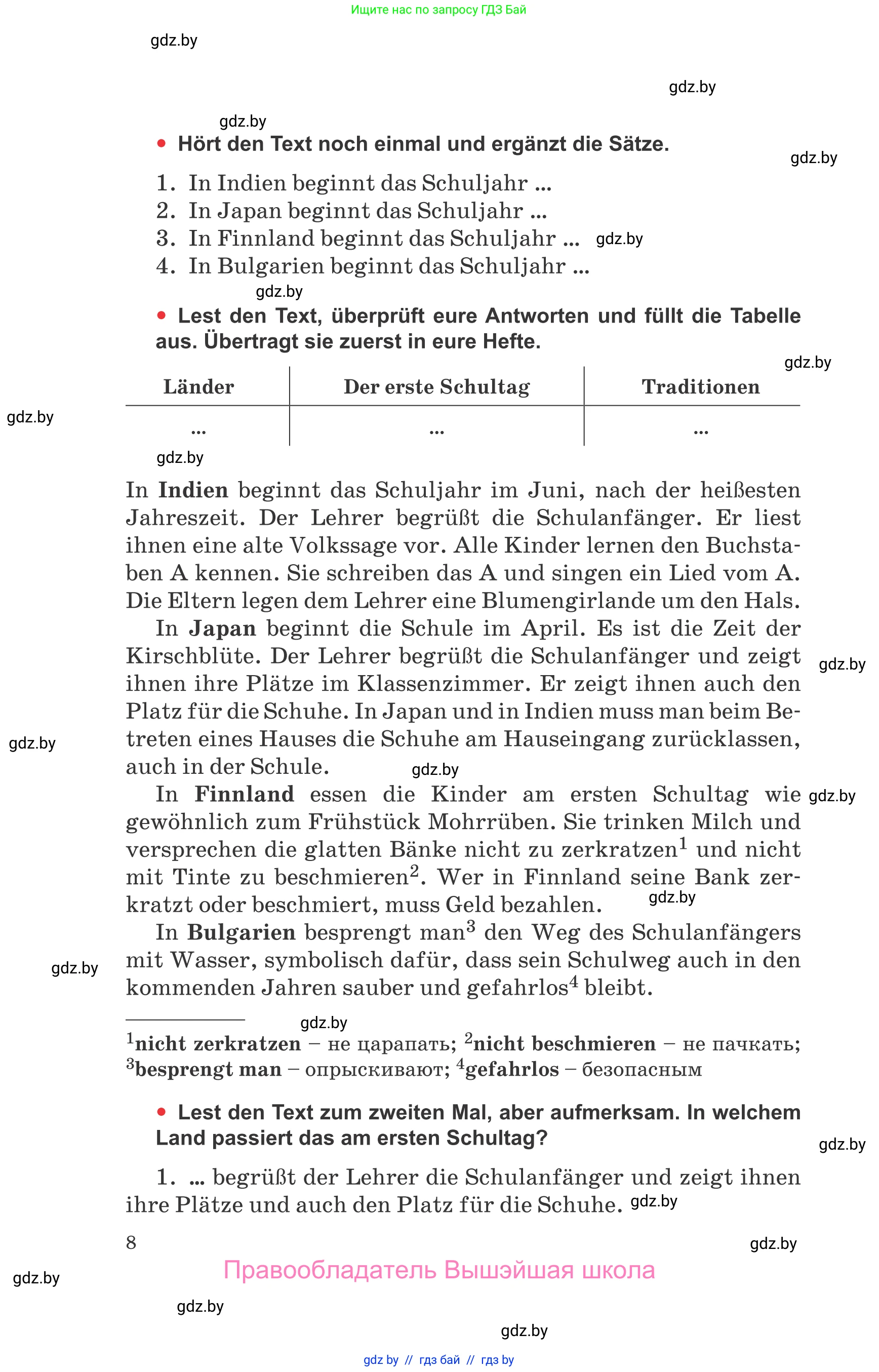 Немецкий язык (Deutsch), 8 класс Учебник (Schülerbuch), авторы: Будько Антонина Филипповна (Budjko Antonina), Урбанович Инна Ювинальевна (Urbanowitsch Ina), издательство Вышэйшая школа, Минск, 2018, страница 8