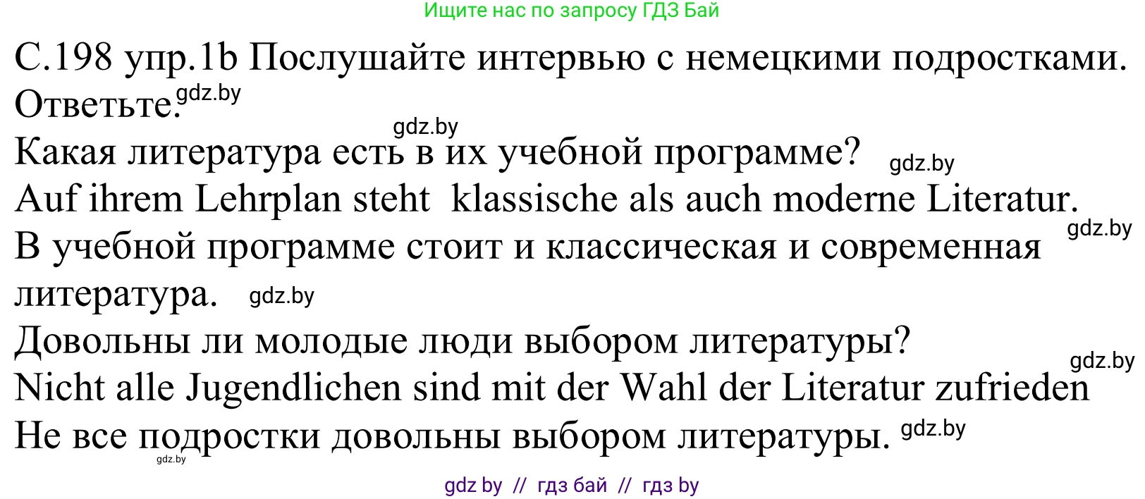 Немецкий язык (Deutsch), 8 класс Учебник (Schülerbuch), авторы: Будько Антонина Филипповна (Budjko Antonina), Урбанович Инна Ювинальевна (Urbanowitsch Ina), издательство Вышэйшая школа, Минск, 2018, страница 198, номер 1b, Решение