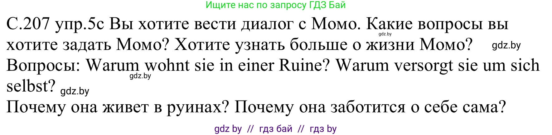 Немецкий язык (Deutsch), 8 класс Учебник (Schülerbuch), авторы: Будько Антонина Филипповна (Budjko Antonina), Урбанович Инна Ювинальевна (Urbanowitsch Ina), издательство Вышэйшая школа, Минск, 2018, страница 207, номер 5c, Решение