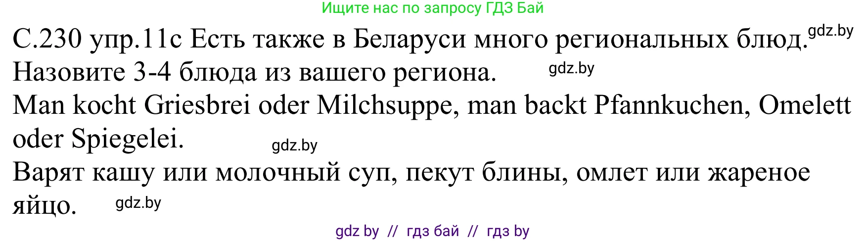 Немецкий язык (Deutsch), 8 класс Учебник (Schülerbuch), авторы: Будько Антонина Филипповна (Budjko Antonina), Урбанович Инна Ювинальевна (Urbanowitsch Ina), издательство Вышэйшая школа, Минск, 2018, страница 230, номер 11c, Решение