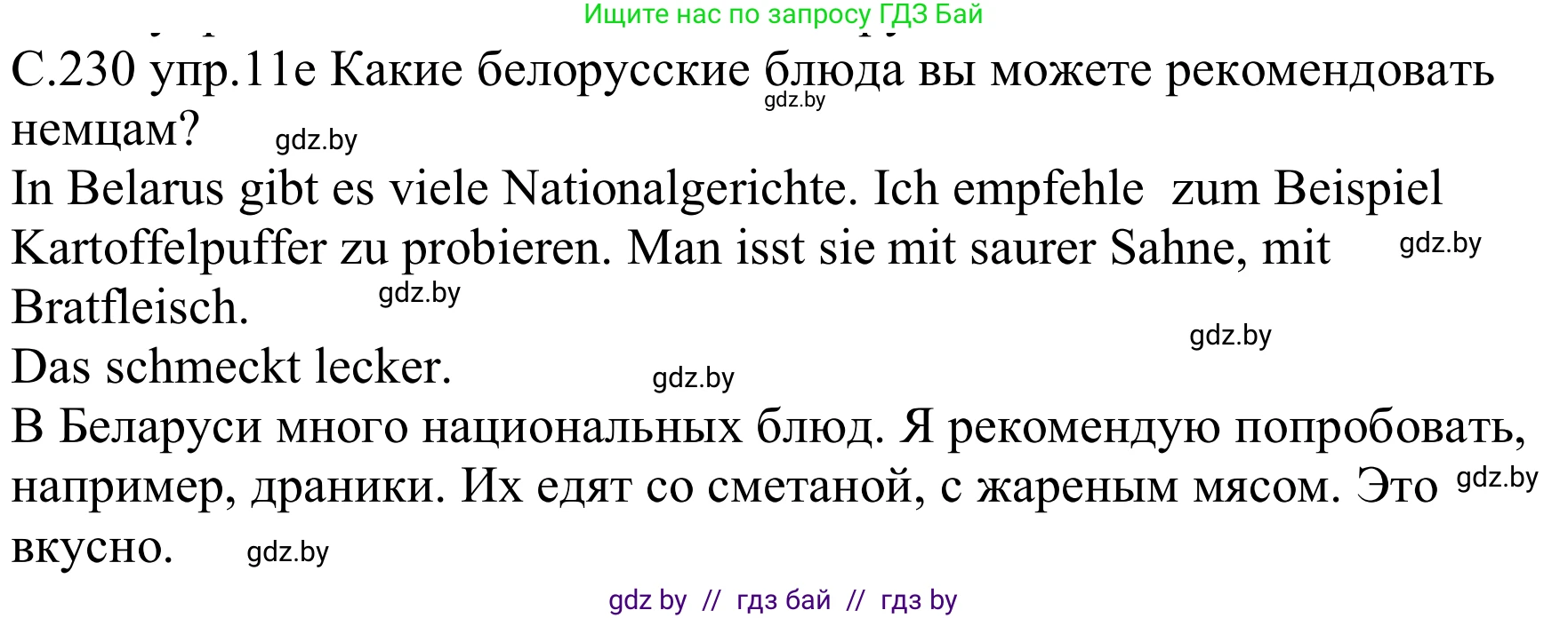 Немецкий язык (Deutsch), 8 класс Учебник (Schülerbuch), авторы: Будько Антонина Филипповна (Budjko Antonina), Урбанович Инна Ювинальевна (Urbanowitsch Ina), издательство Вышэйшая школа, Минск, 2018, страница 230, номер 11e, Решение