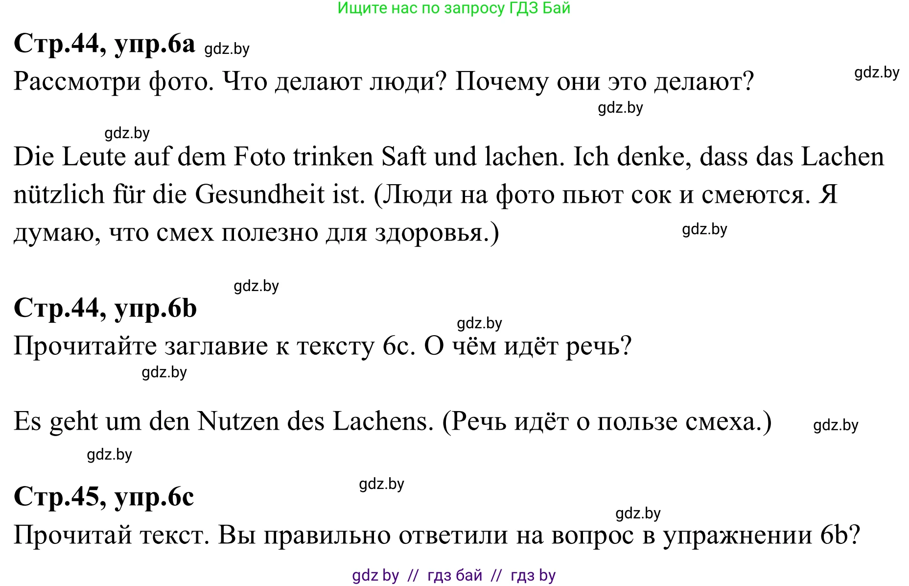 Немецкий язык (Deutsch), 9 класс рабочая тетрадь (arbeitsheft), авторы: Будько Антонина Филипповна (Budjko Antonina), Урбанович Инна Ювинальевна (Urbanowitsch Ina), издательство Аверсэв, Минск, 2019, салатового цвета, страница 44, номер 6, Решение