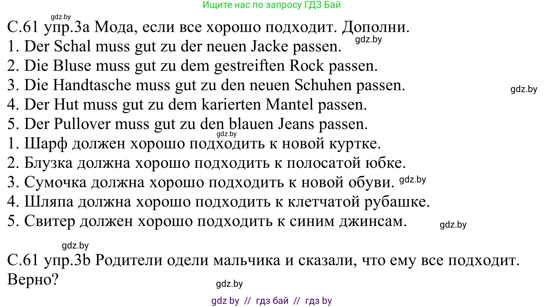 Немецкий язык (Deutsch), 9 класс рабочая тетрадь (arbeitsheft), авторы: Будько Антонина Филипповна (Budjko Antonina), Урбанович Инна Ювинальевна (Urbanowitsch Ina), издательство Аверсэв, Минск, 2019, салатового цвета, страница 61, номер 3, Решение