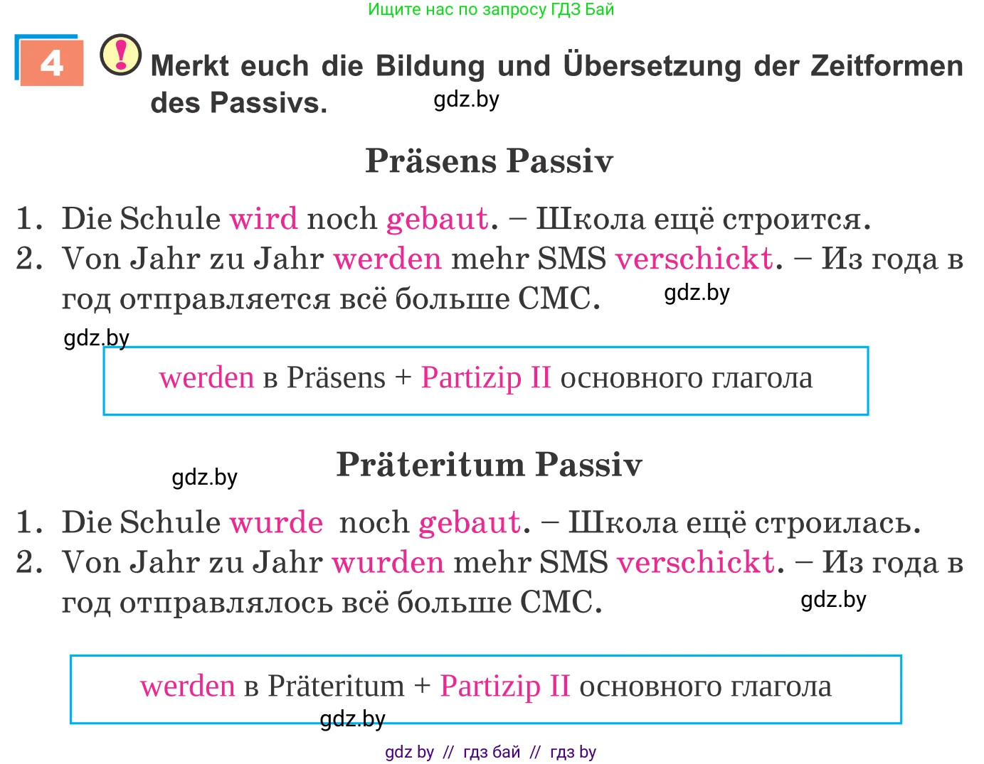 Немецкий язык (Deutsch), 9 класс Учебник (Schülerbuch), авторы: Будько Антонина Филипповна (Budjko Antonina), Урбанович Инна Ювинальевна (Urbanowitsch Ina), издательство Вышэйшая школа, Минск, 2018, серого цвета, страница 209, номер 4, Условие