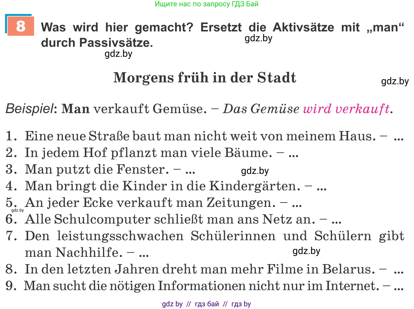Немецкий язык (Deutsch), 9 класс Учебник (Schülerbuch), авторы: Будько Антонина Филипповна (Budjko Antonina), Урбанович Инна Ювинальевна (Urbanowitsch Ina), издательство Вышэйшая школа, Минск, 2018, серого цвета, страница 210, номер 8, Условие