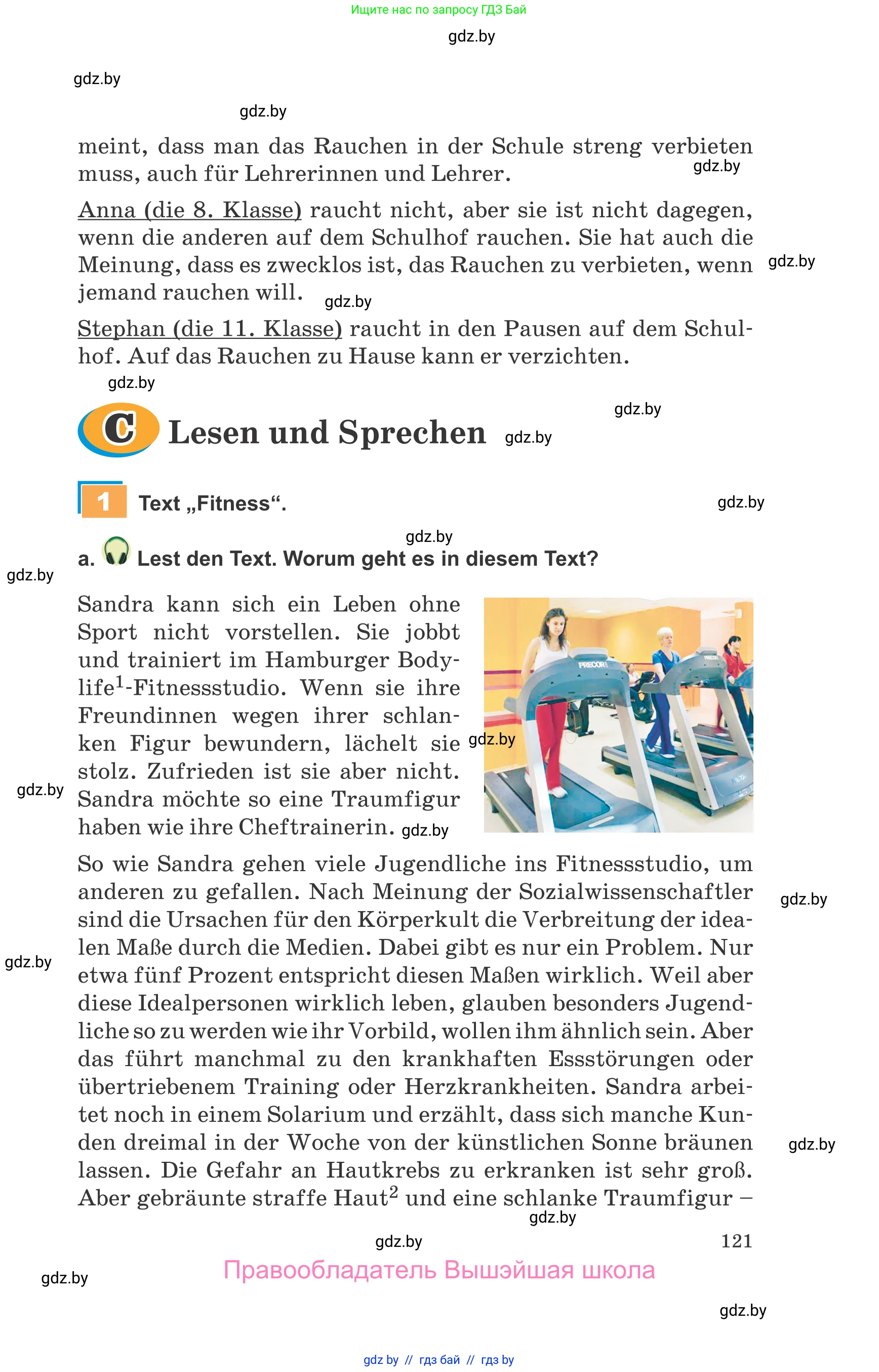 Немецкий язык (Deutsch), 9 класс Учебник (Schülerbuch), авторы: Будько Антонина Филипповна (Budjko Antonina), Урбанович Инна Ювинальевна (Urbanowitsch Ina), издательство Вышэйшая школа, Минск, 2018, серого цвета, страница 121