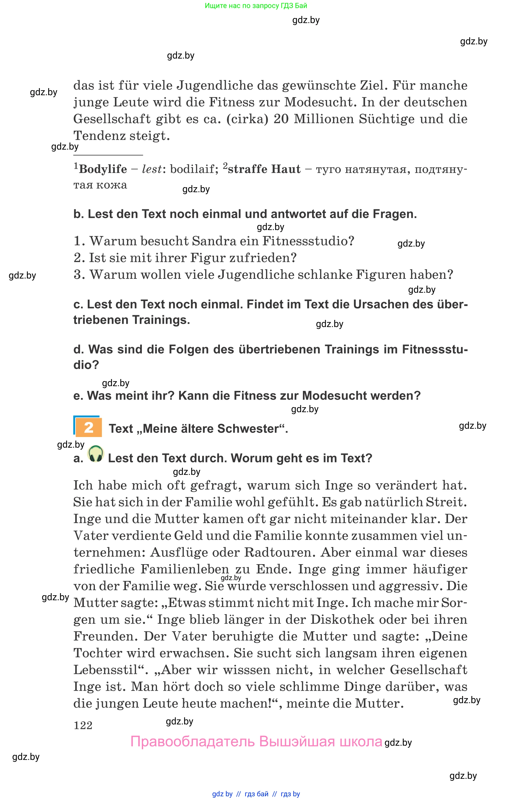 Немецкий язык (Deutsch), 9 класс Учебник (Schülerbuch), авторы: Будько Антонина Филипповна (Budjko Antonina), Урбанович Инна Ювинальевна (Urbanowitsch Ina), издательство Вышэйшая школа, Минск, 2018, серого цвета, страница 122