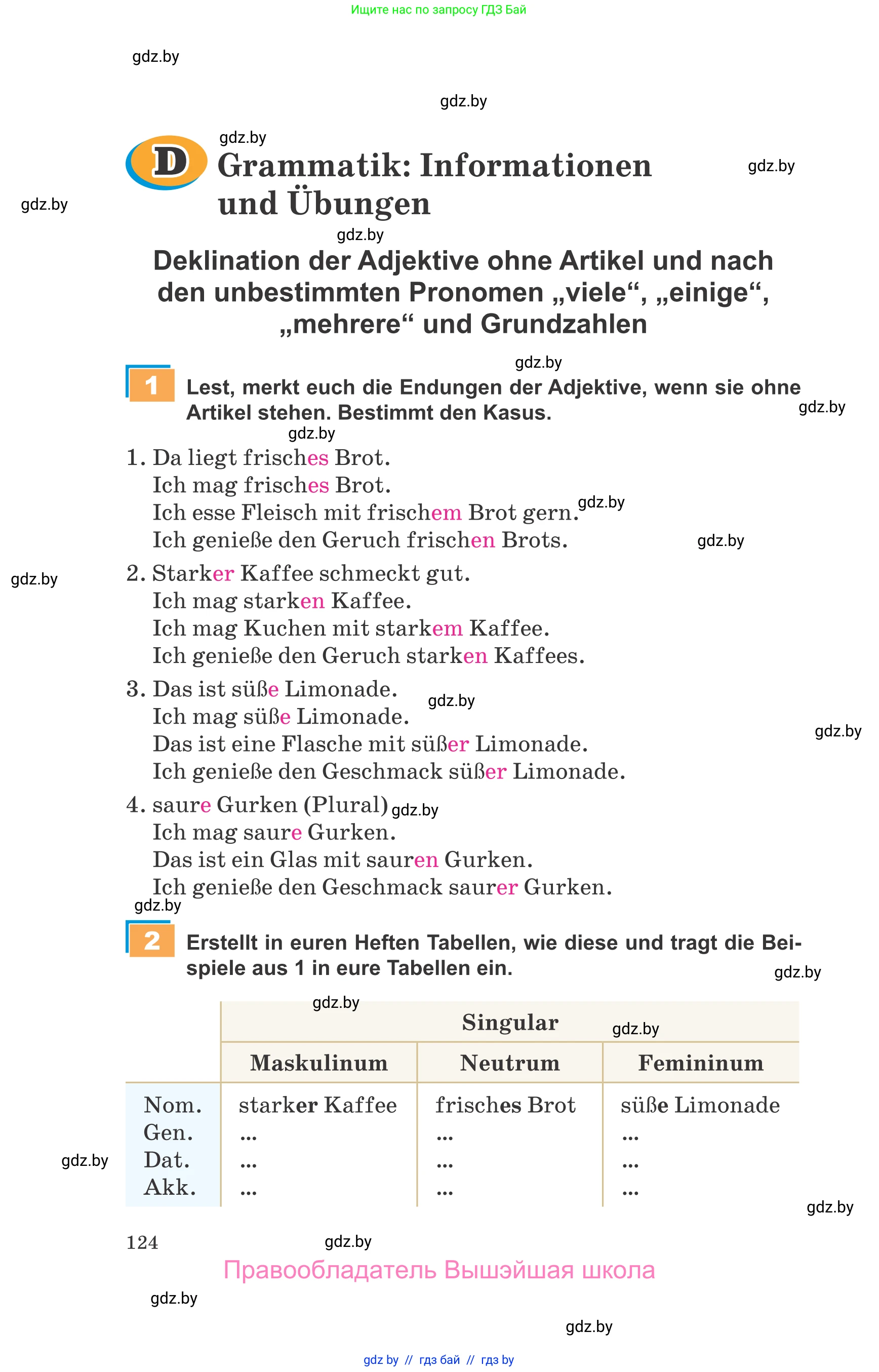 Немецкий язык (Deutsch), 9 класс Учебник (Schülerbuch), авторы: Будько Антонина Филипповна (Budjko Antonina), Урбанович Инна Ювинальевна (Urbanowitsch Ina), издательство Вышэйшая школа, Минск, 2018, серого цвета, страница 124