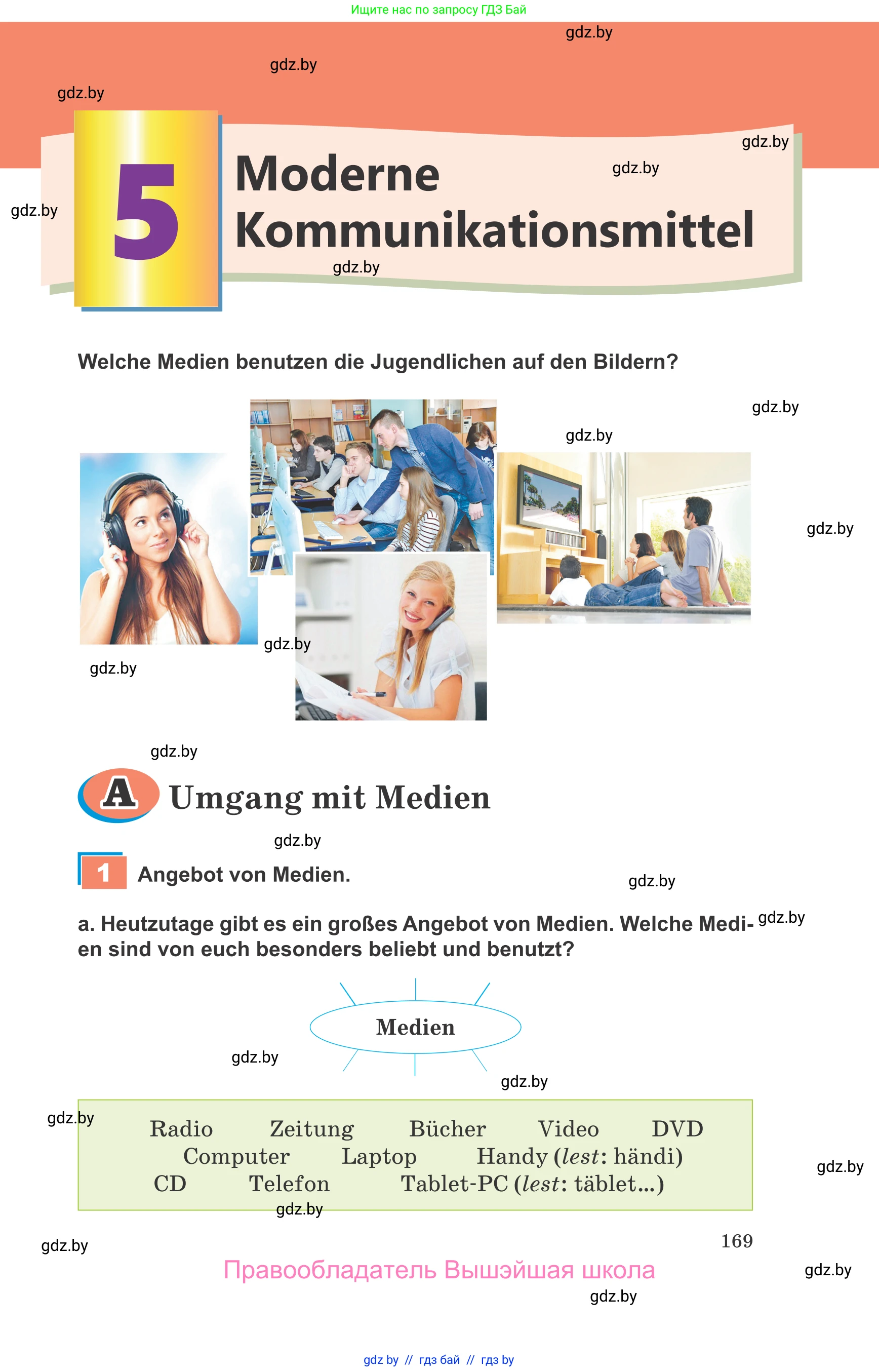 Немецкий язык (Deutsch), 9 класс Учебник (Schülerbuch), авторы: Будько Антонина Филипповна (Budjko Antonina), Урбанович Инна Ювинальевна (Urbanowitsch Ina), издательство Вышэйшая школа, Минск, 2018, серого цвета, страница 169