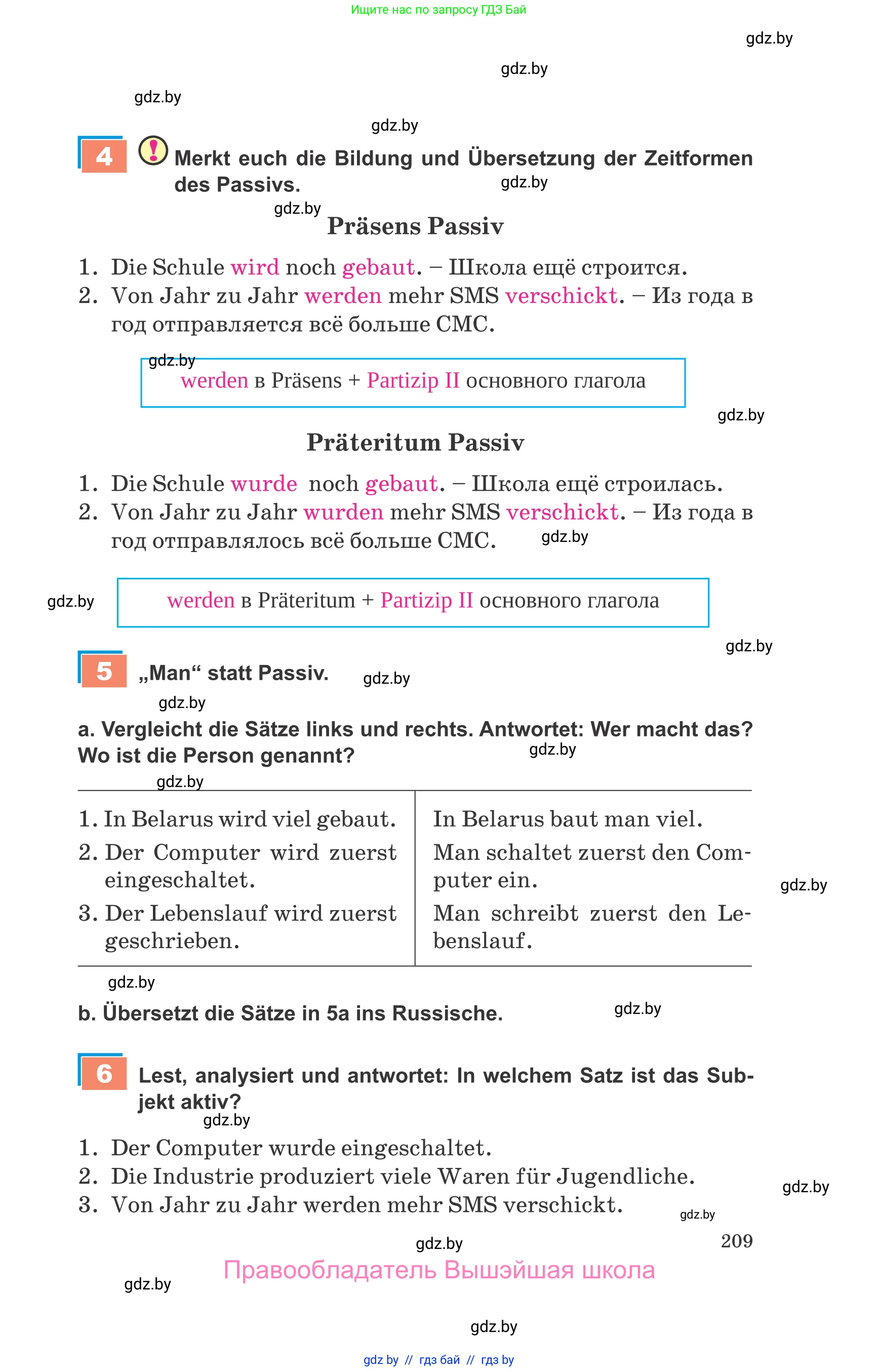 Немецкий язык (Deutsch), 9 класс Учебник (Schülerbuch), авторы: Будько Антонина Филипповна (Budjko Antonina), Урбанович Инна Ювинальевна (Urbanowitsch Ina), издательство Вышэйшая школа, Минск, 2018, серого цвета, страница 209