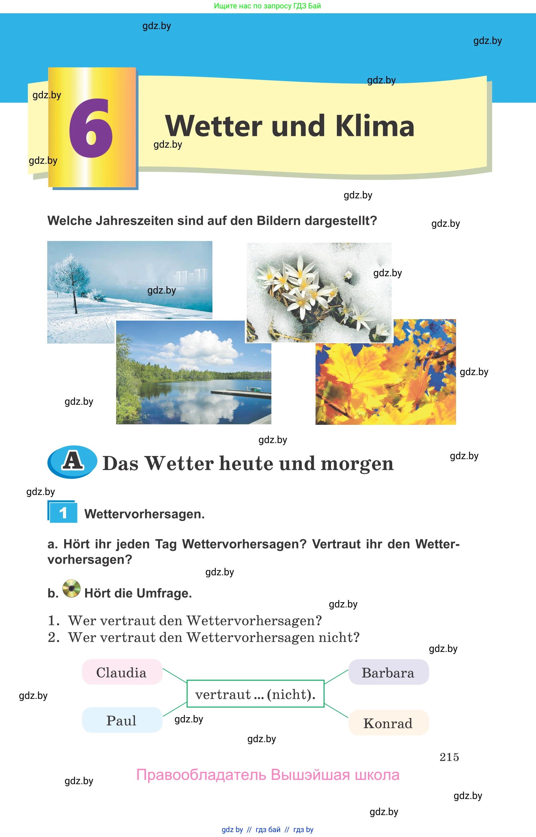 Немецкий язык (Deutsch), 9 класс Учебник (Schülerbuch), авторы: Будько Антонина Филипповна (Budjko Antonina), Урбанович Инна Ювинальевна (Urbanowitsch Ina), издательство Вышэйшая школа, Минск, 2018, серого цвета, страница 215