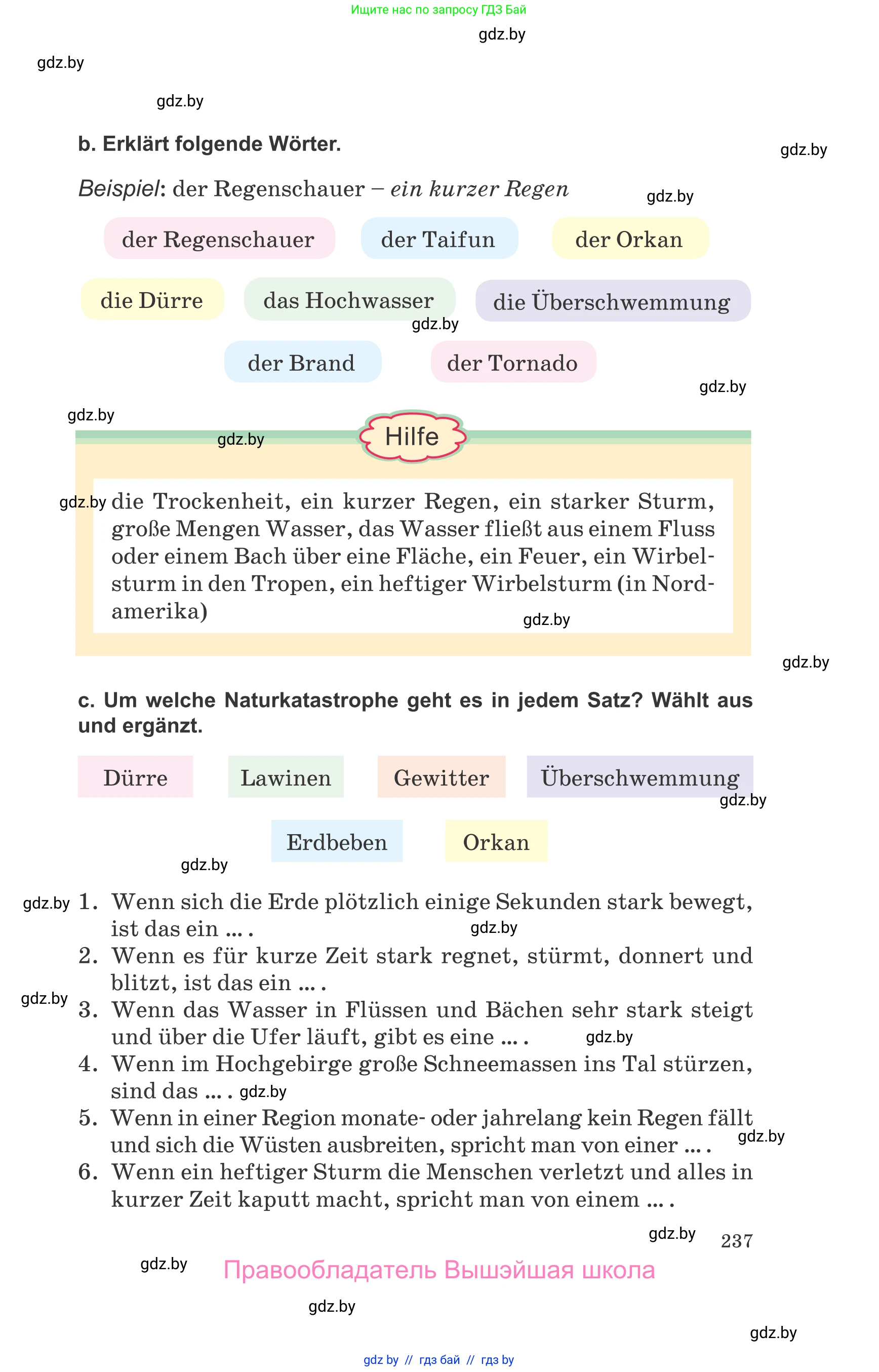 Немецкий язык (Deutsch), 9 класс Учебник (Schülerbuch), авторы: Будько Антонина Филипповна (Budjko Antonina), Урбанович Инна Ювинальевна (Urbanowitsch Ina), издательство Вышэйшая школа, Минск, 2018, серого цвета, страница 237
