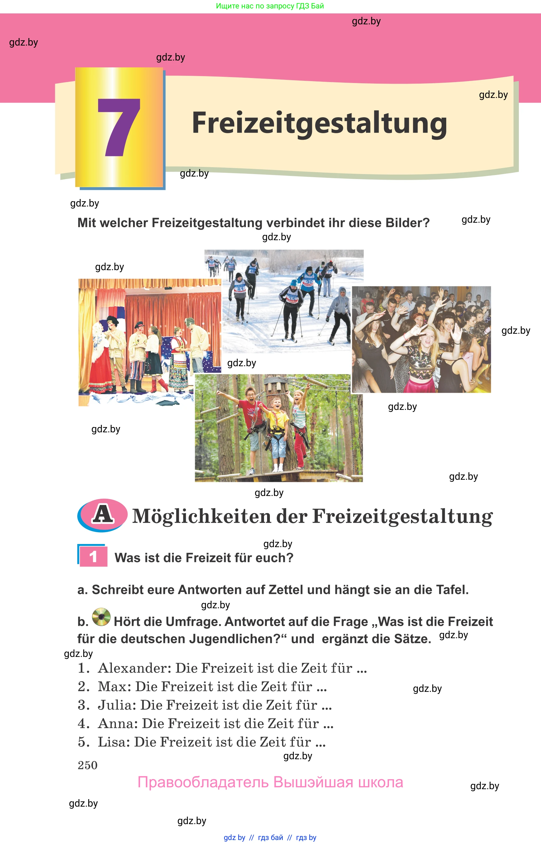 Немецкий язык (Deutsch), 9 класс Учебник (Schülerbuch), авторы: Будько Антонина Филипповна (Budjko Antonina), Урбанович Инна Ювинальевна (Urbanowitsch Ina), издательство Вышэйшая школа, Минск, 2018, серого цвета, страница 250