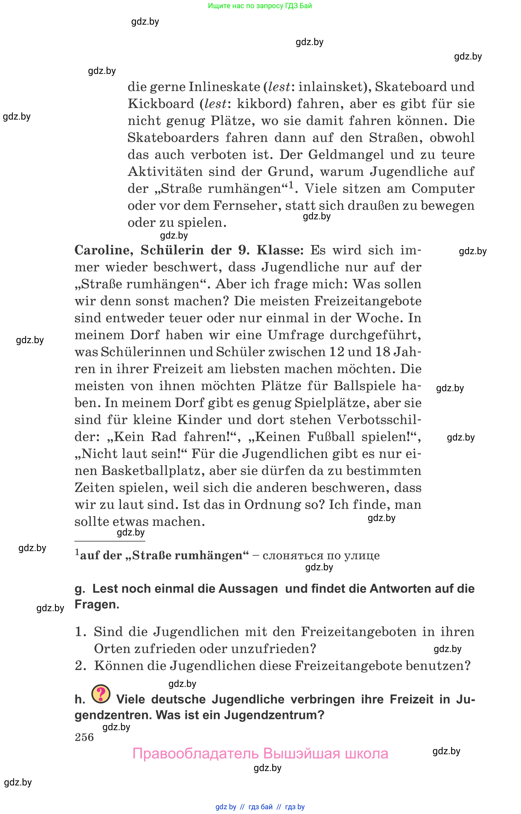 Немецкий язык (Deutsch), 9 класс Учебник (Schülerbuch), авторы: Будько Антонина Филипповна (Budjko Antonina), Урбанович Инна Ювинальевна (Urbanowitsch Ina), издательство Вышэйшая школа, Минск, 2018, серого цвета, страница 256