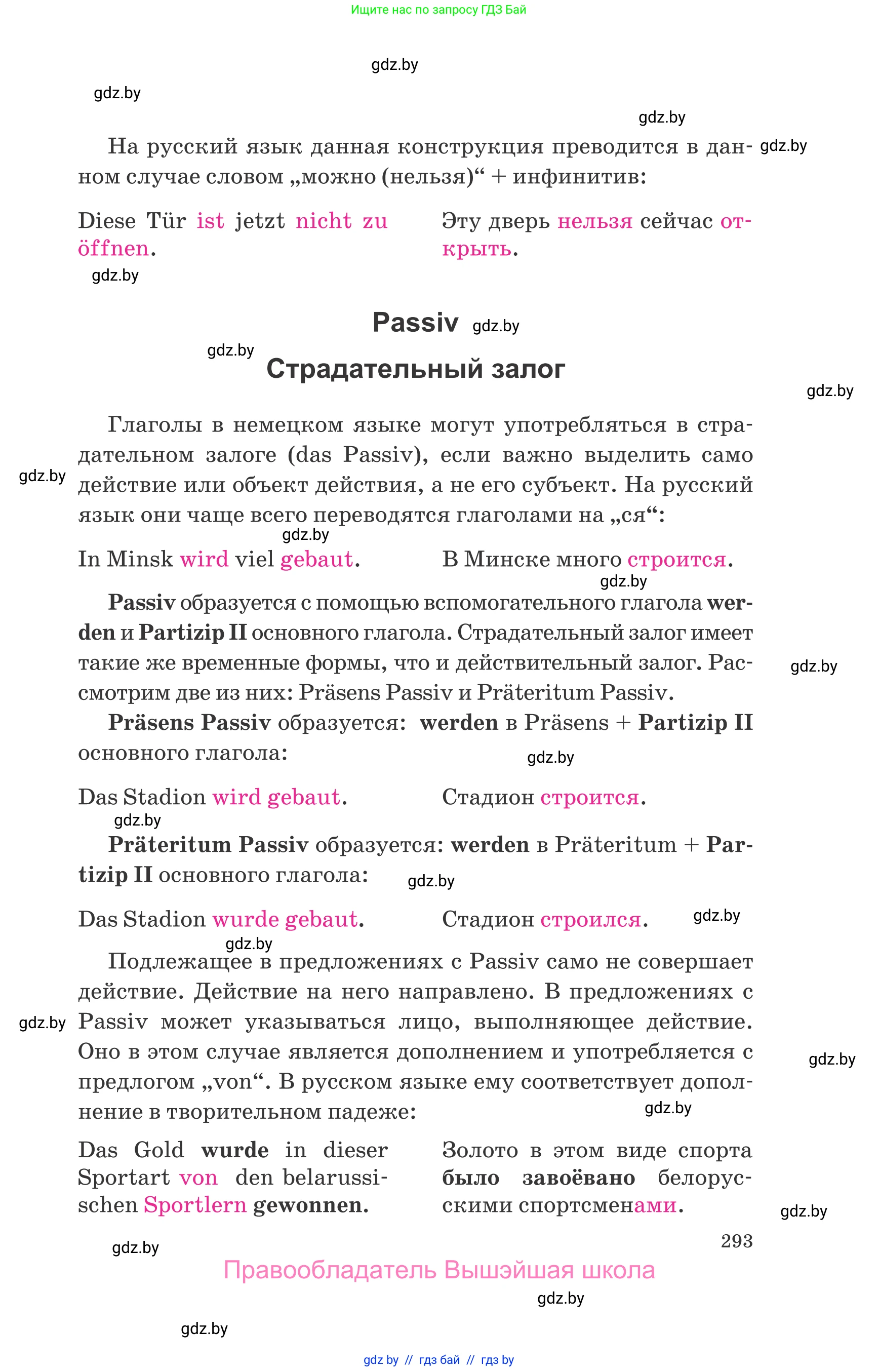 Немецкий язык (Deutsch), 9 класс Учебник (Schülerbuch), авторы: Будько Антонина Филипповна (Budjko Antonina), Урбанович Инна Ювинальевна (Urbanowitsch Ina), издательство Вышэйшая школа, Минск, 2018, серого цвета, страница 293