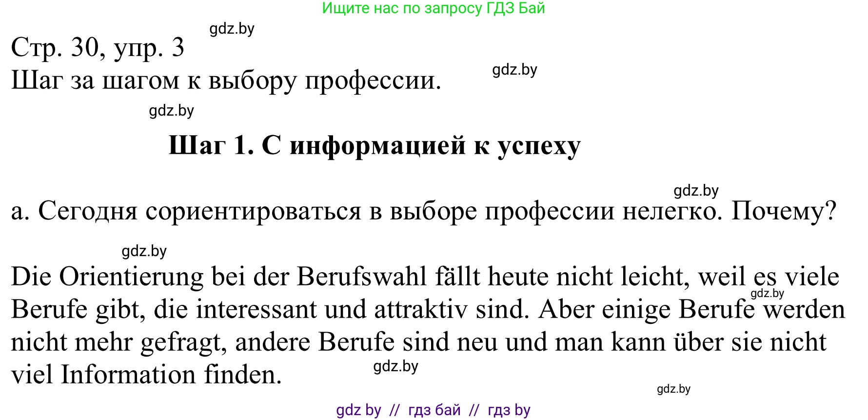 Немецкий язык (Deutsch), 9 класс Учебник (Schülerbuch), авторы: Будько Антонина Филипповна (Budjko Antonina), Урбанович Инна Ювинальевна (Urbanowitsch Ina), издательство Вышэйшая школа, Минск, 2018, серого цвета, страница 30, номер 3a, Решение