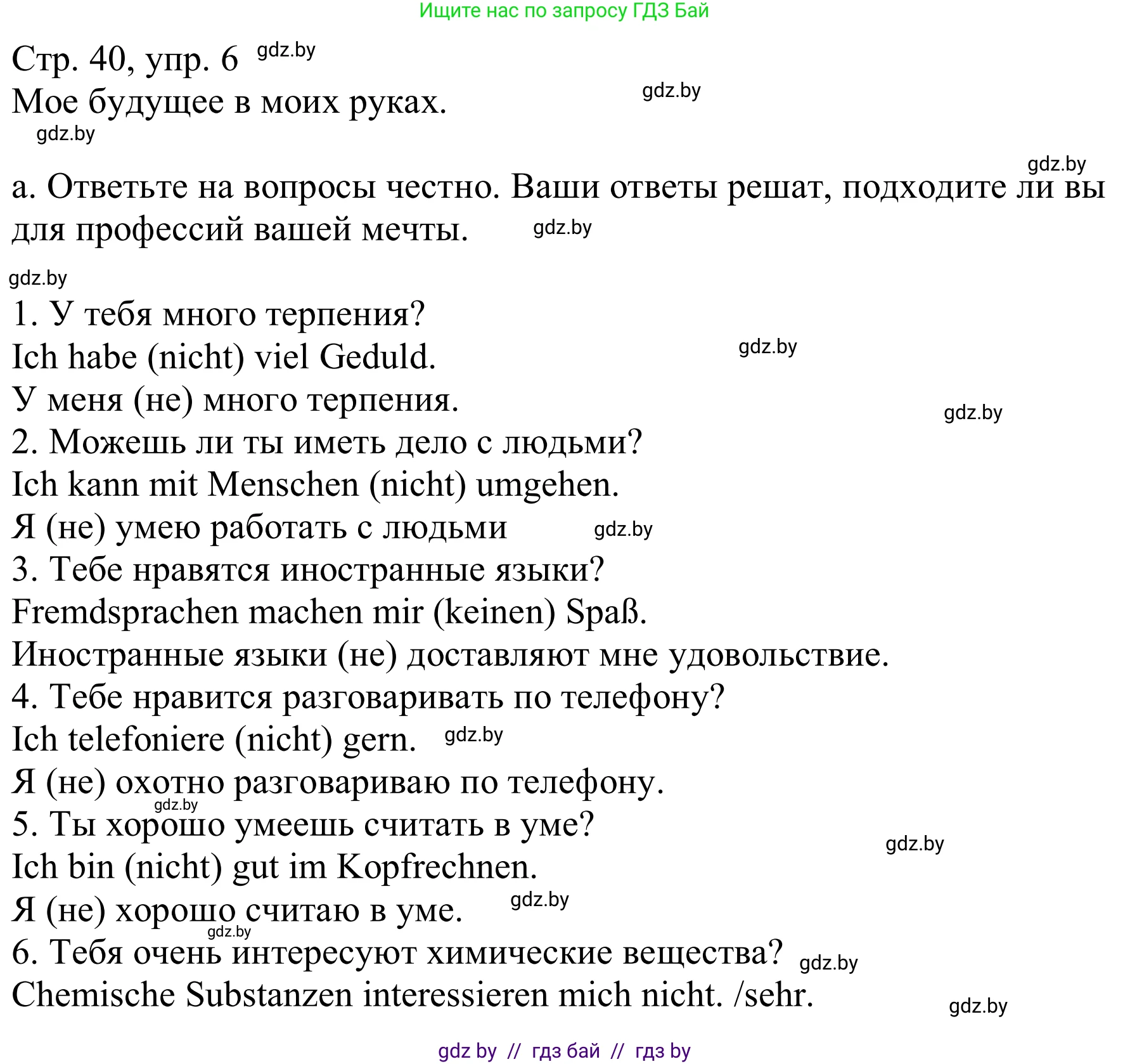 Немецкий язык (Deutsch), 9 класс Учебник (Schülerbuch), авторы: Будько Антонина Филипповна (Budjko Antonina), Урбанович Инна Ювинальевна (Urbanowitsch Ina), издательство Вышэйшая школа, Минск, 2018, серого цвета, страница 40, номер 6a, Решение