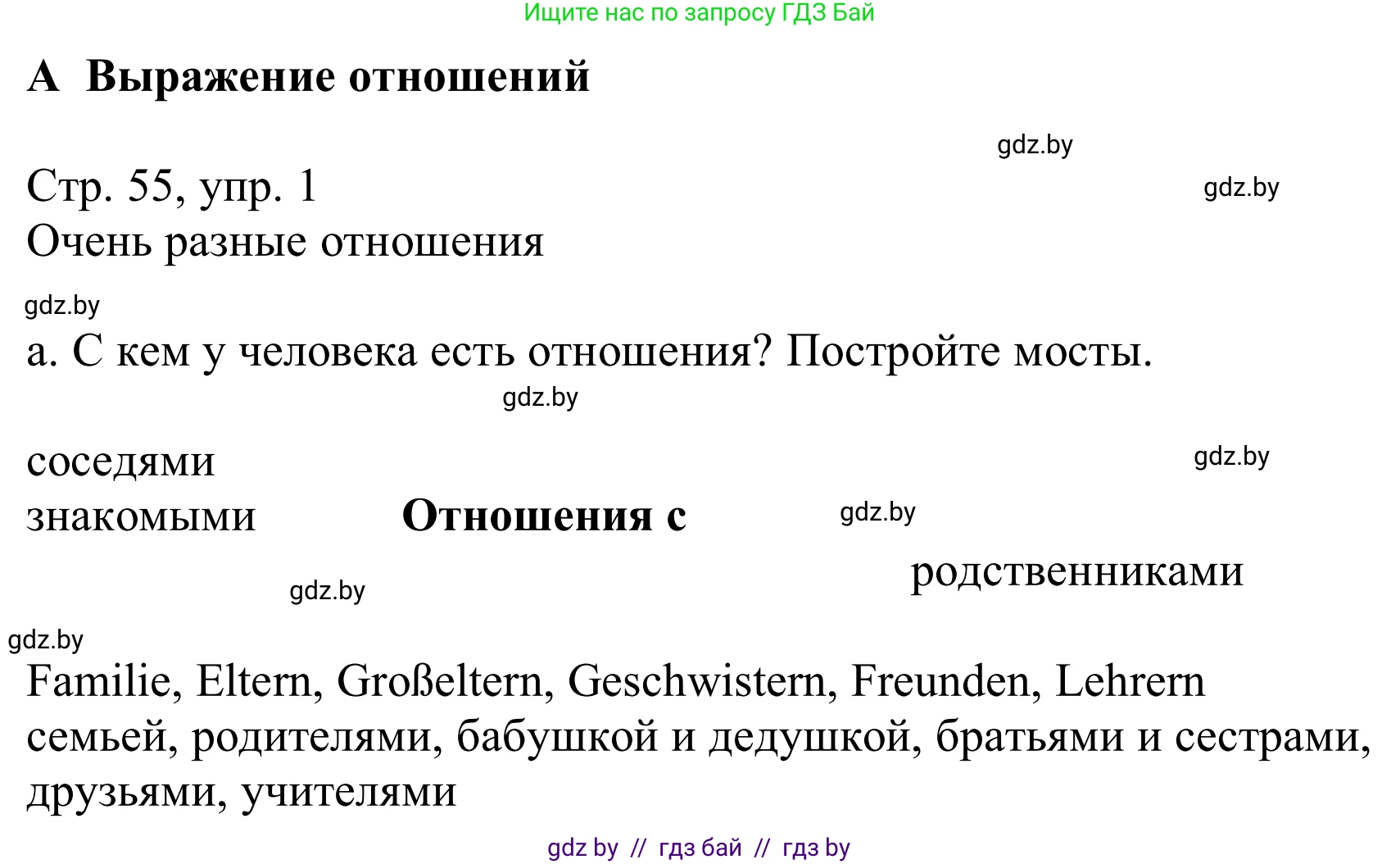 Немецкий язык (Deutsch), 9 класс Учебник (Schülerbuch), авторы: Будько Антонина Филипповна (Budjko Antonina), Урбанович Инна Ювинальевна (Urbanowitsch Ina), издательство Вышэйшая школа, Минск, 2018, серого цвета, страница 55, номер 1a, Решение