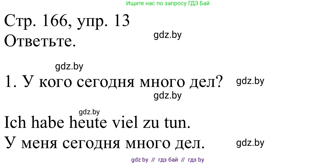 Немецкий язык (Deutsch), 9 класс Учебник (Schülerbuch), авторы: Будько Антонина Филипповна (Budjko Antonina), Урбанович Инна Ювинальевна (Urbanowitsch Ina), издательство Вышэйшая школа, Минск, 2018, серого цвета, страница 166, номер 13, Решение