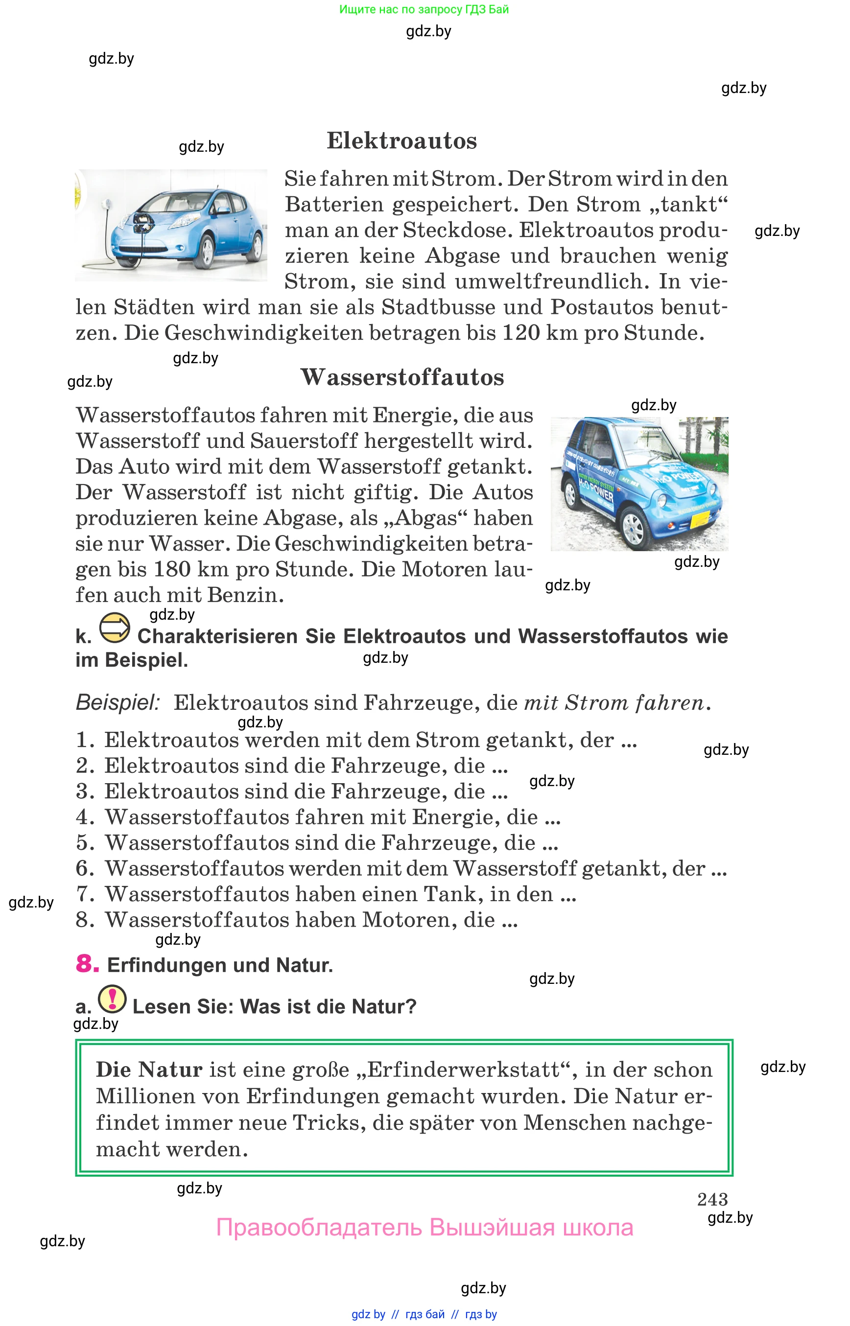 Немецкий язык (Deutsch), 10 класс Учебник (Schülerbuch), авторы: Будько Антонина Филипповна (Budjko Antonina), Урбанович Инна Ювинальевна (Urbanowitsch Ina), издательство Вышэйшая школа, Минск, 2018, оранжевого цвета, страница 243