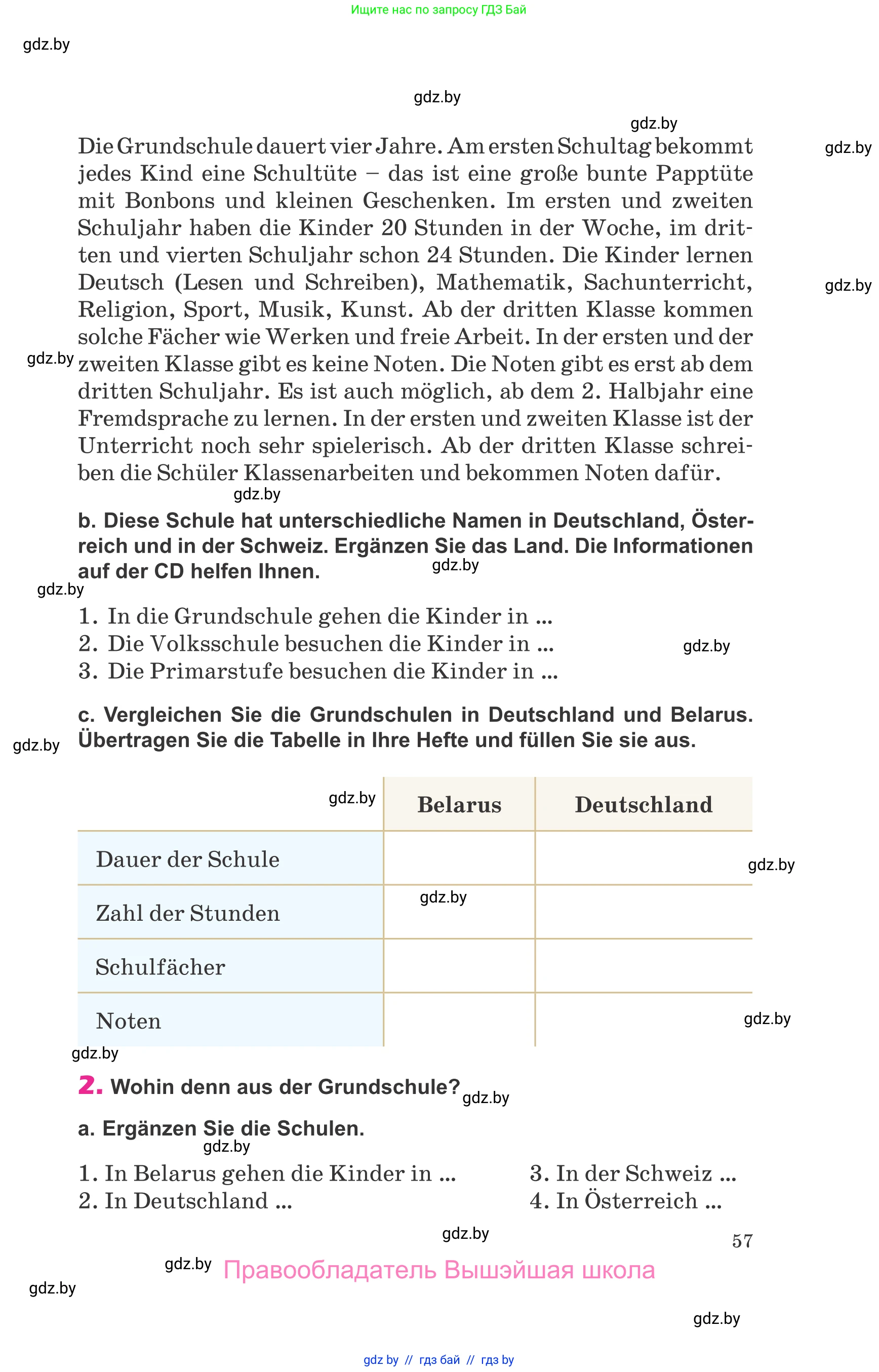 Немецкий язык (Deutsch), 10 класс Учебник (Schülerbuch), авторы: Будько Антонина Филипповна (Budjko Antonina), Урбанович Инна Ювинальевна (Urbanowitsch Ina), издательство Вышэйшая школа, Минск, 2018, оранжевого цвета, страница 57