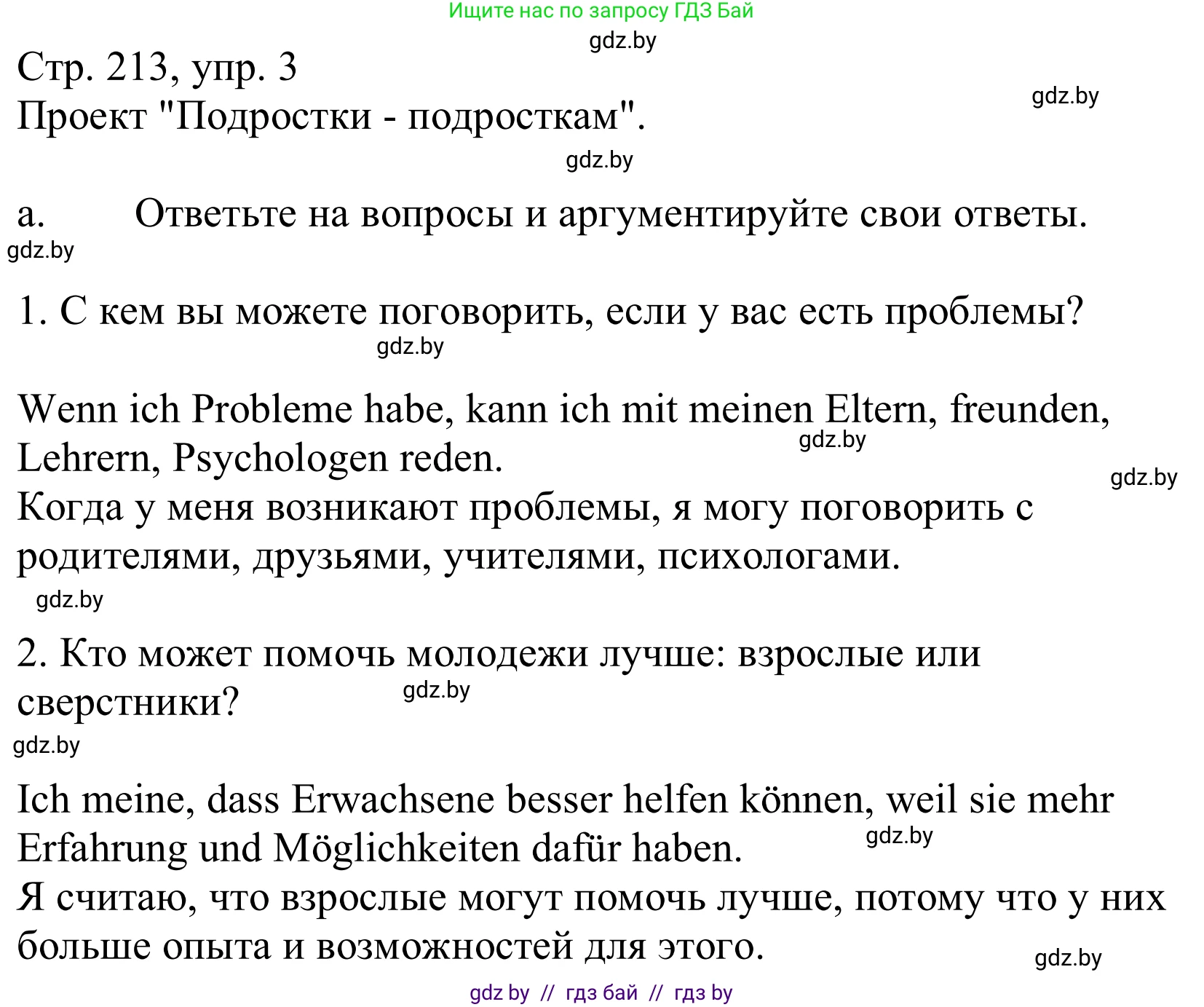 Немецкий язык (Deutsch), 10 класс Учебник (Schülerbuch), авторы: Будько Антонина Филипповна (Budjko Antonina), Урбанович Инна Ювинальевна (Urbanowitsch Ina), издательство Вышэйшая школа, Минск, 2018, оранжевого цвета, страница 213, номер 3a, Решение