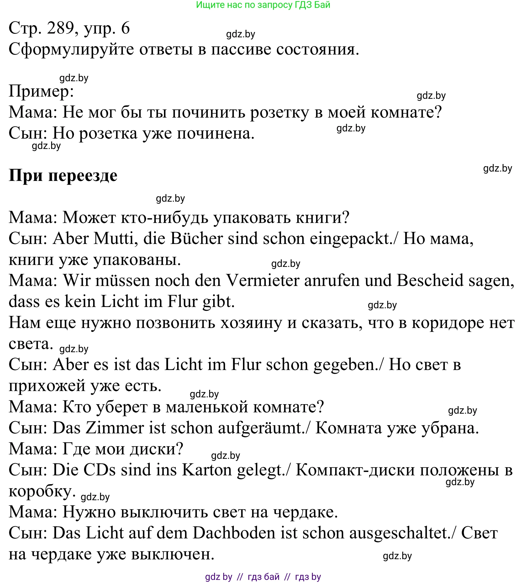 Немецкий язык (Deutsch), 10 класс Учебник (Schülerbuch), авторы: Будько Антонина Филипповна (Budjko Antonina), Урбанович Инна Ювинальевна (Urbanowitsch Ina), издательство Вышэйшая школа, Минск, 2018, оранжевого цвета, страница 289, номер 6, Решение