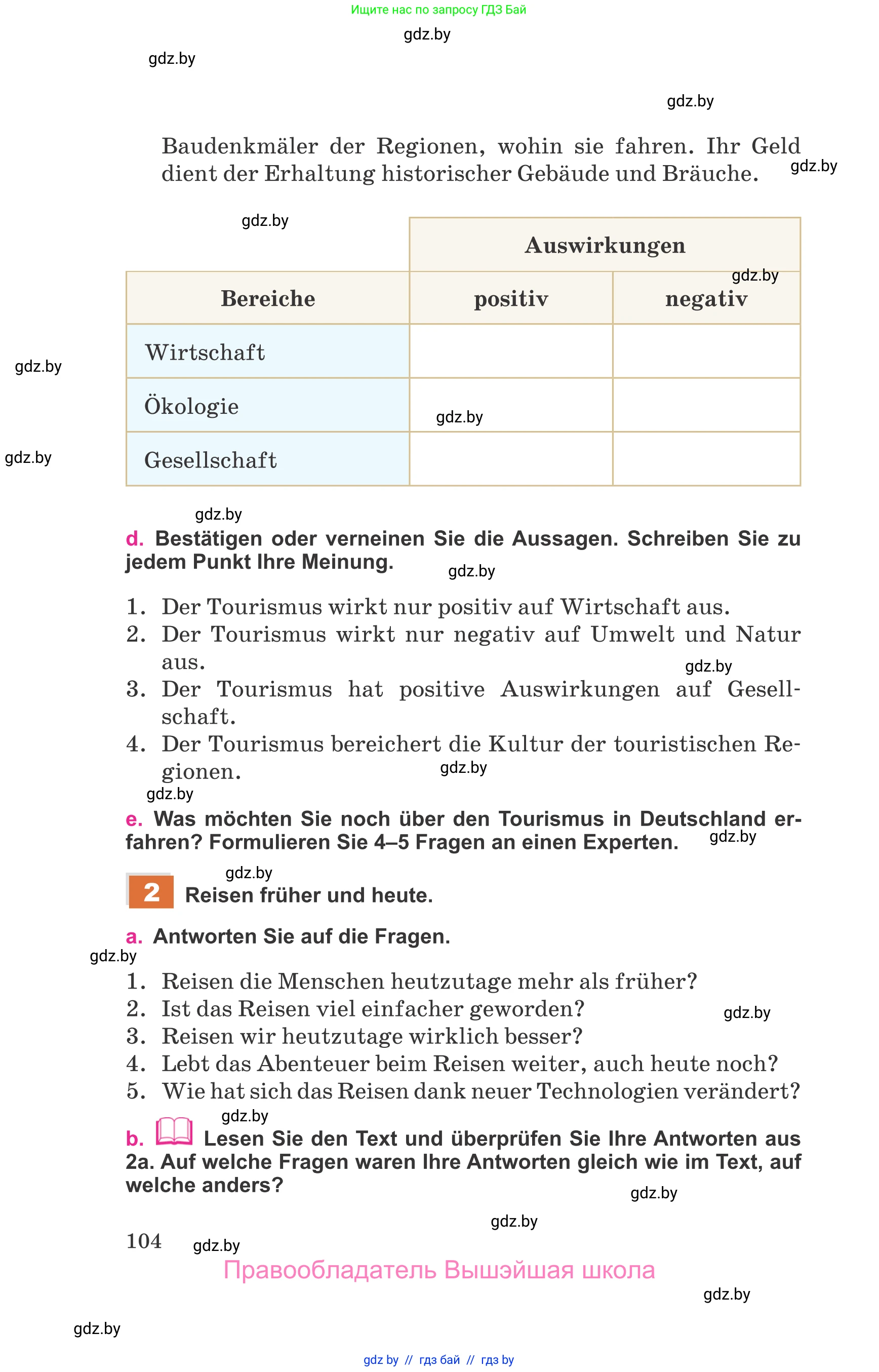 Немецкий язык (Deutsch), 11 класс Учебник (Schülerbuch), авторы: Будько Антонина Филипповна (Budjko Antonina), Урбанович Инна Ювинальевна (Urbanowitsch Ina), издательство Вышэйшая школа, Минск, 2019, бирюзового цвета, страница 104