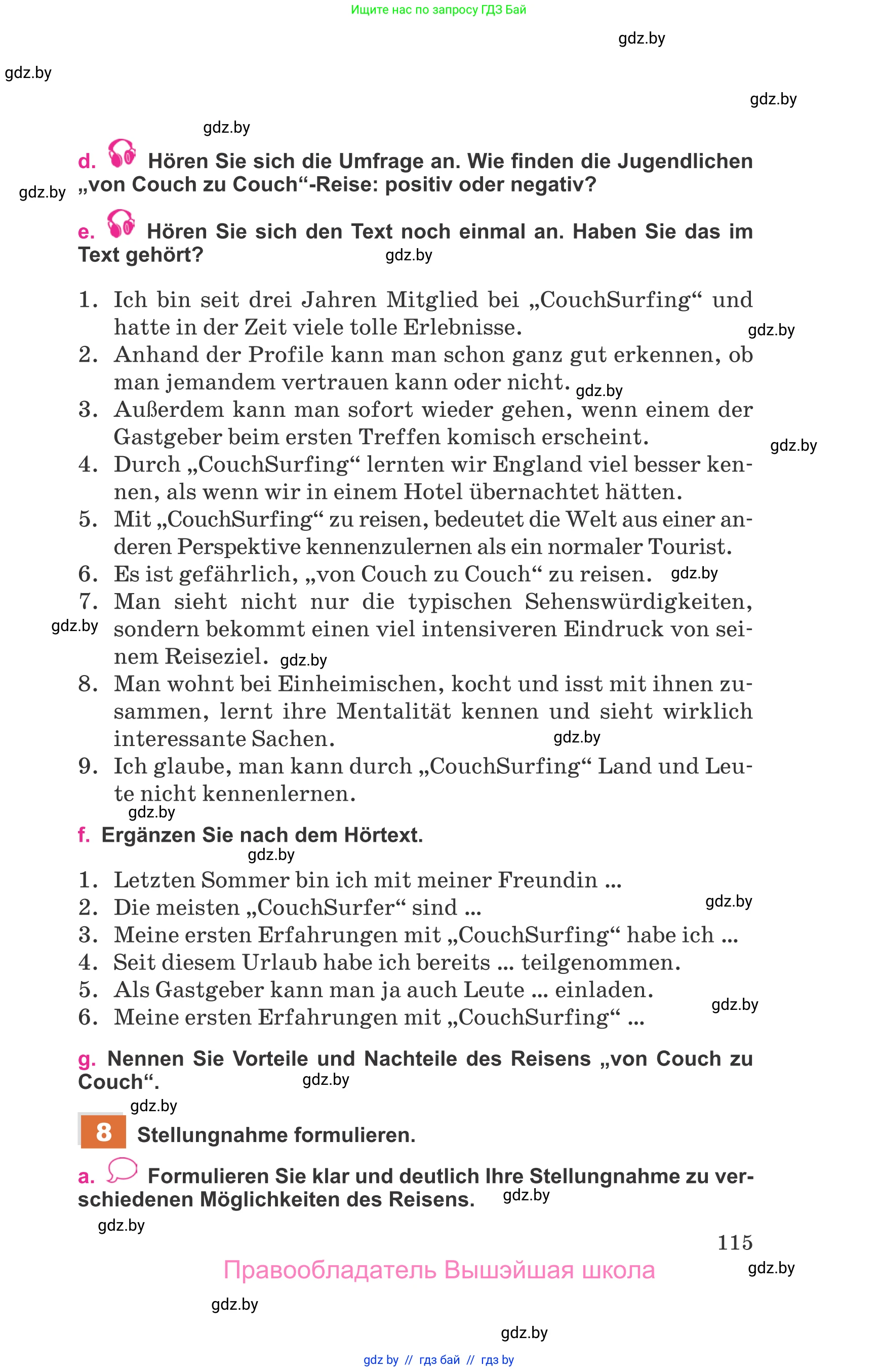 Немецкий язык (Deutsch), 11 класс Учебник (Schülerbuch), авторы: Будько Антонина Филипповна (Budjko Antonina), Урбанович Инна Ювинальевна (Urbanowitsch Ina), издательство Вышэйшая школа, Минск, 2019, бирюзового цвета, страница 115