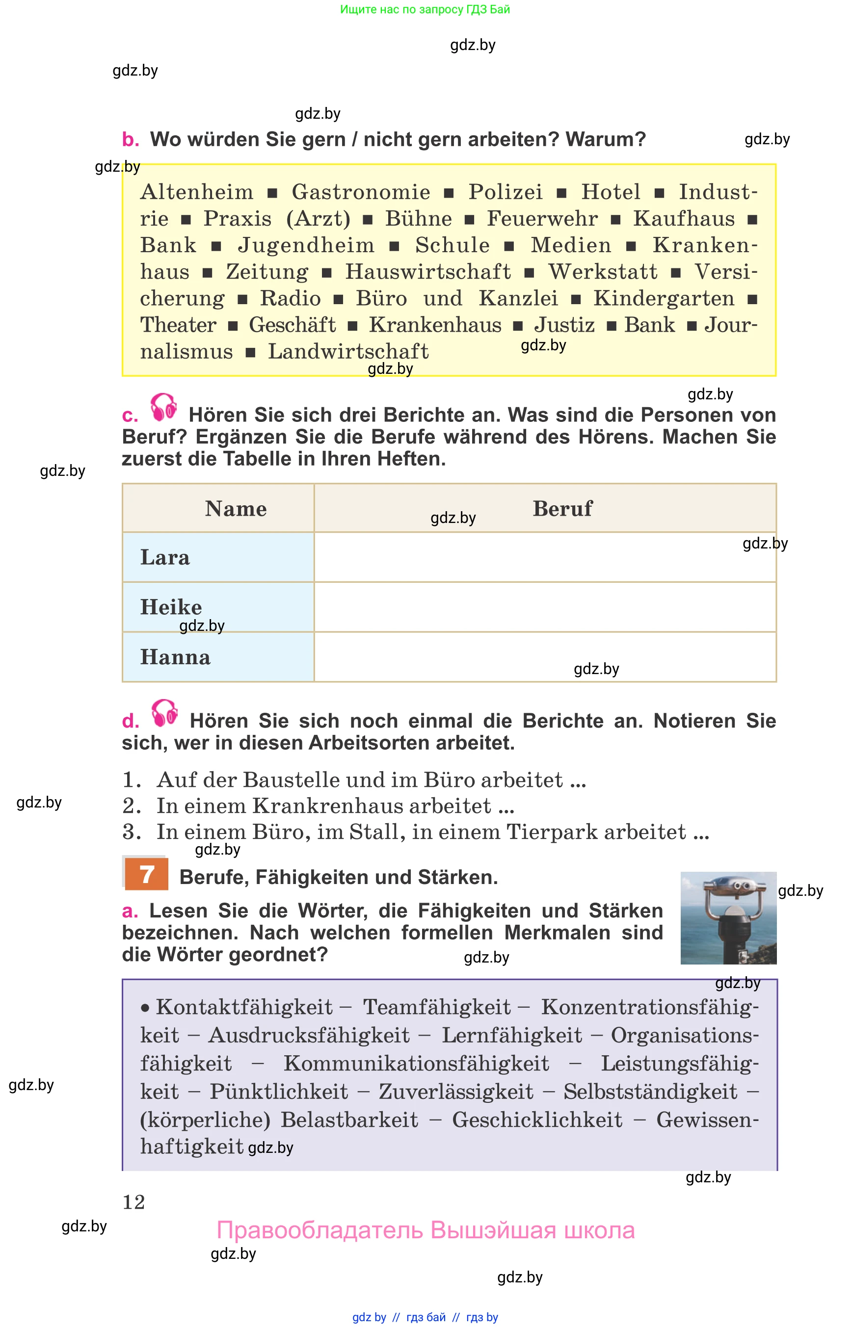 Немецкий язык (Deutsch), 11 класс Учебник (Schülerbuch), авторы: Будько Антонина Филипповна (Budjko Antonina), Урбанович Инна Ювинальевна (Urbanowitsch Ina), издательство Вышэйшая школа, Минск, 2019, бирюзового цвета, страница 12